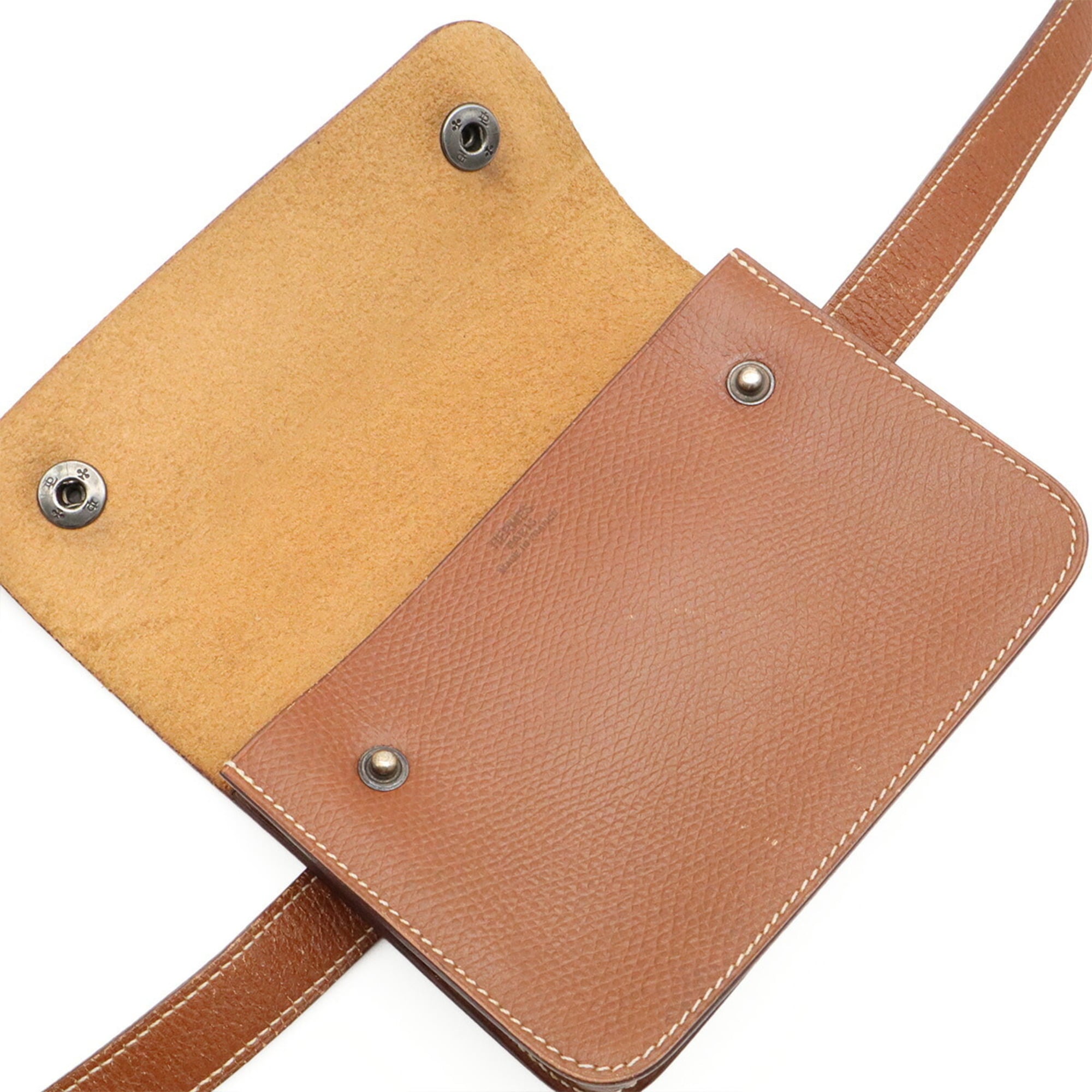 Hermes Brown Leather Clutch Bag Fanny Pack Pochette (Pre-Owned)