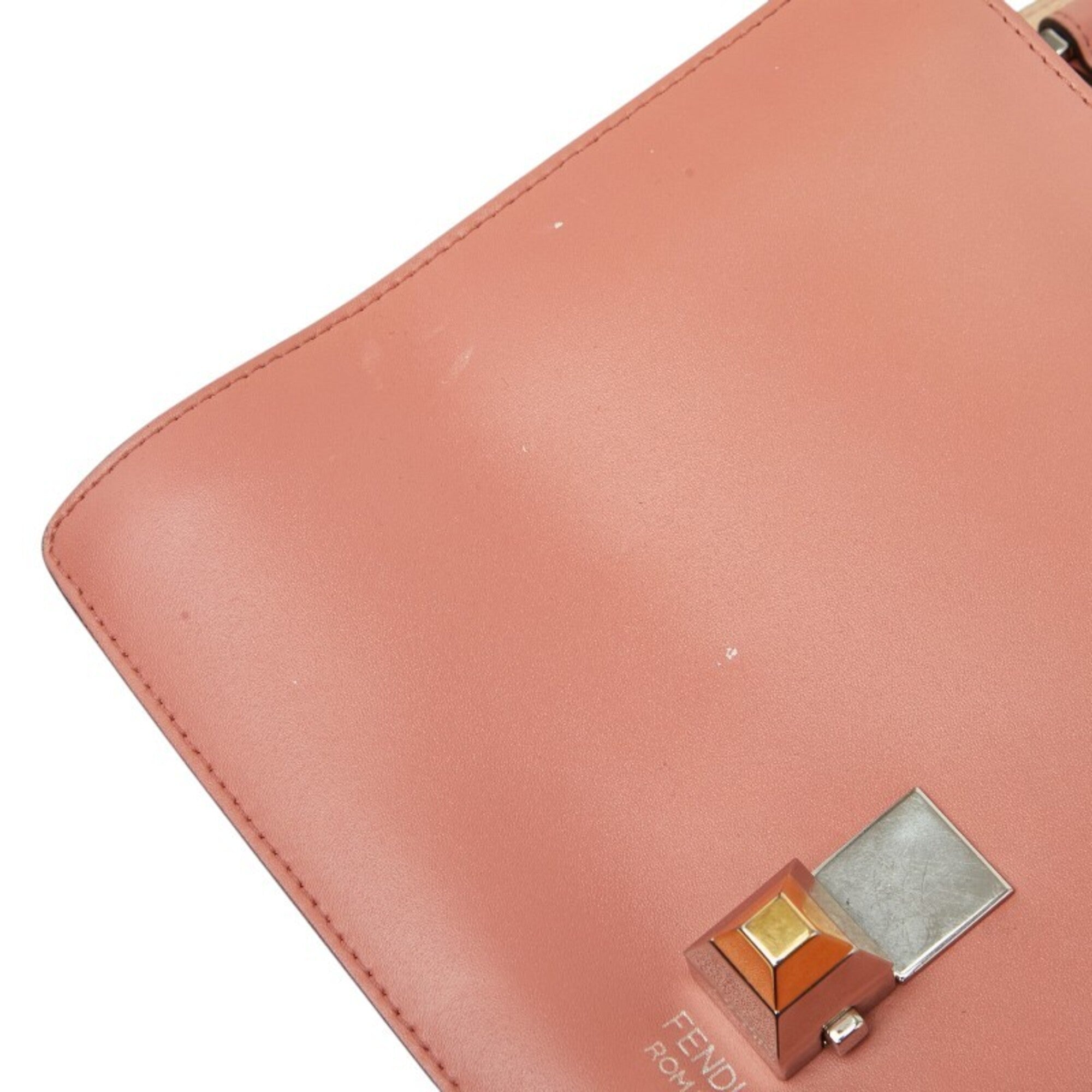 Fendi Pink Leather Handbag Shoulder Bag (Pre-Owned)