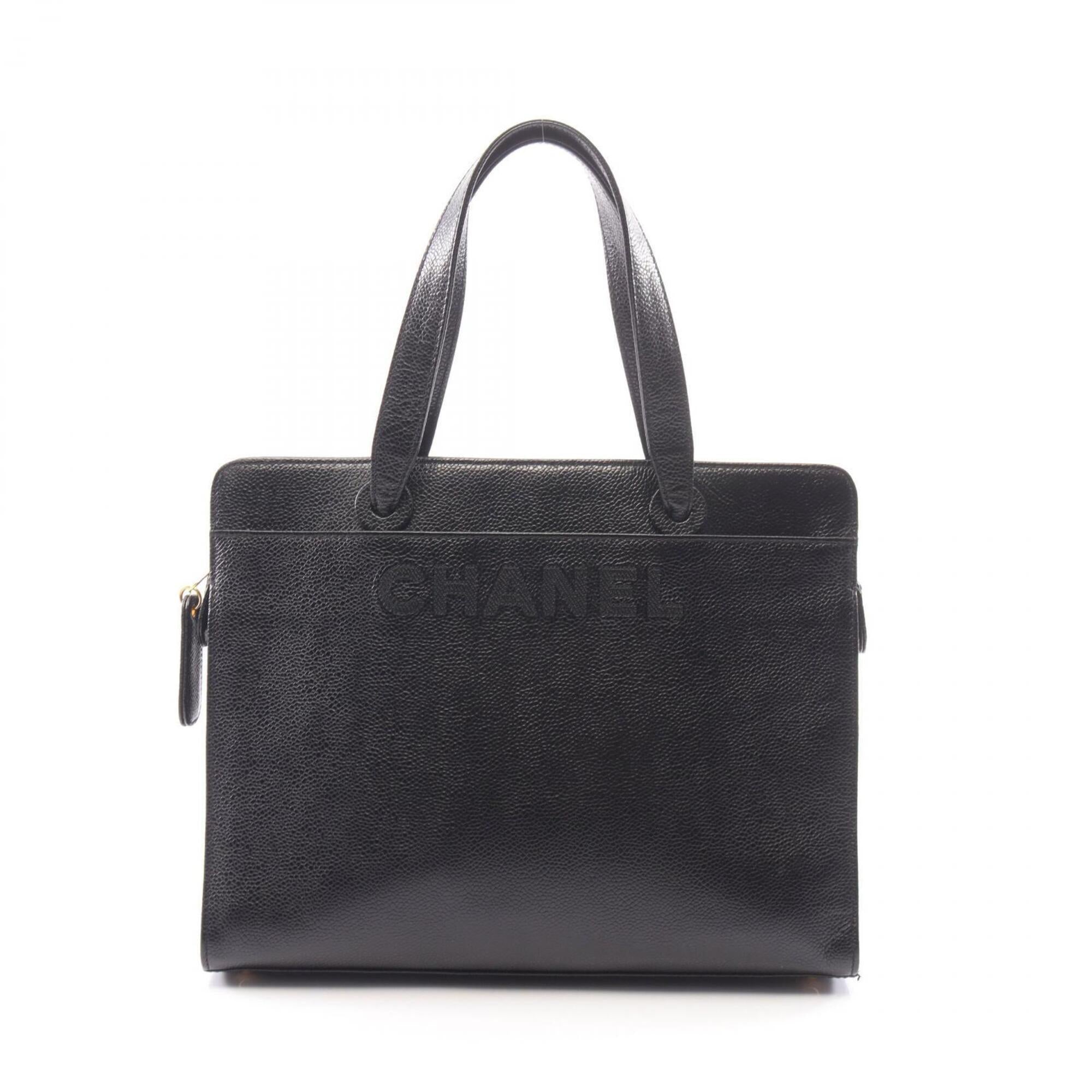 Chanel Black Grained Calfskin Handbag Tote Bag (Pre-Owned)