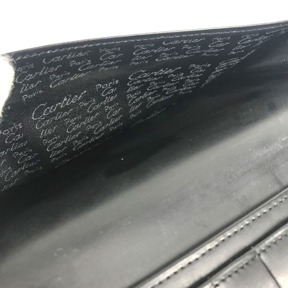 Cartier Black Leather Long Wallet (Bi-Fold) (Pre-Owned)