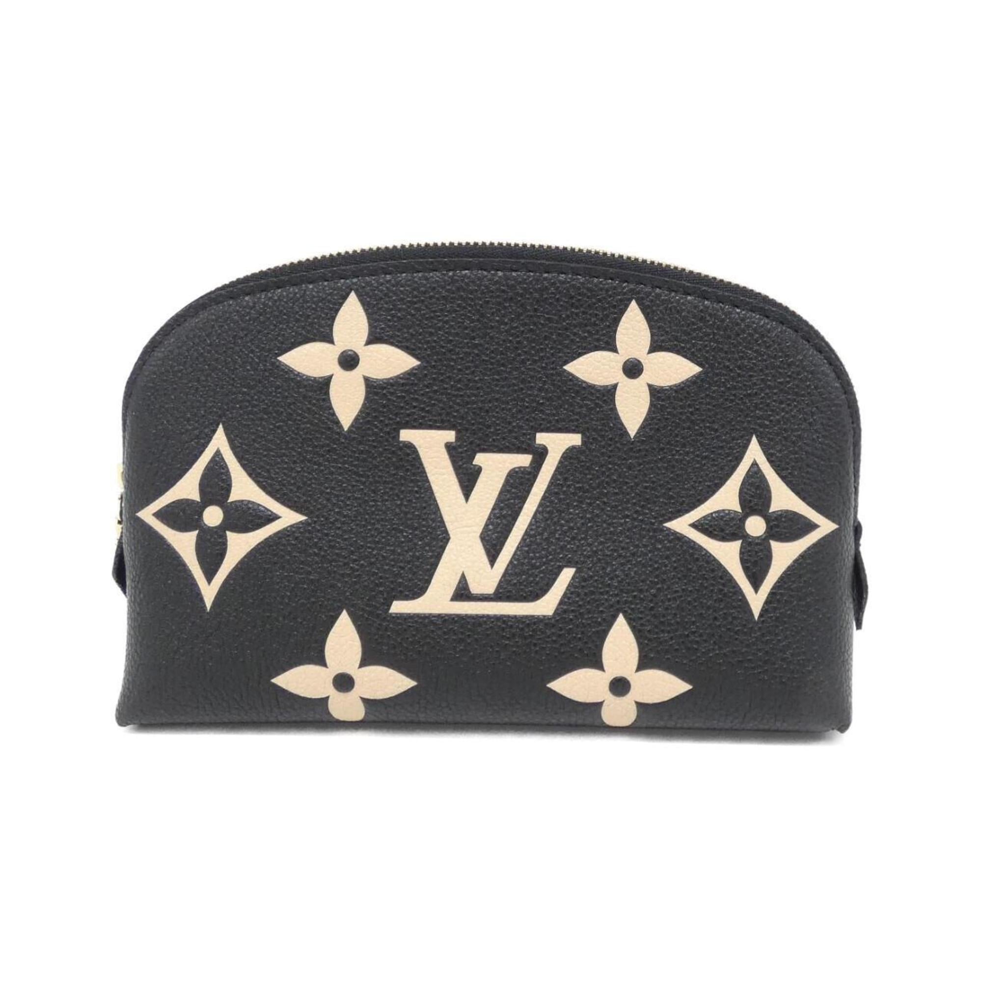 Louis Vuitton Beige Black Leather Pochette Pouch (Pre-Owned)