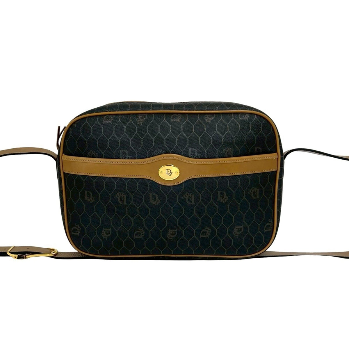 Christian Dior Brown Gray Leather Pvc Shoulder Bag (Pre-Owned)