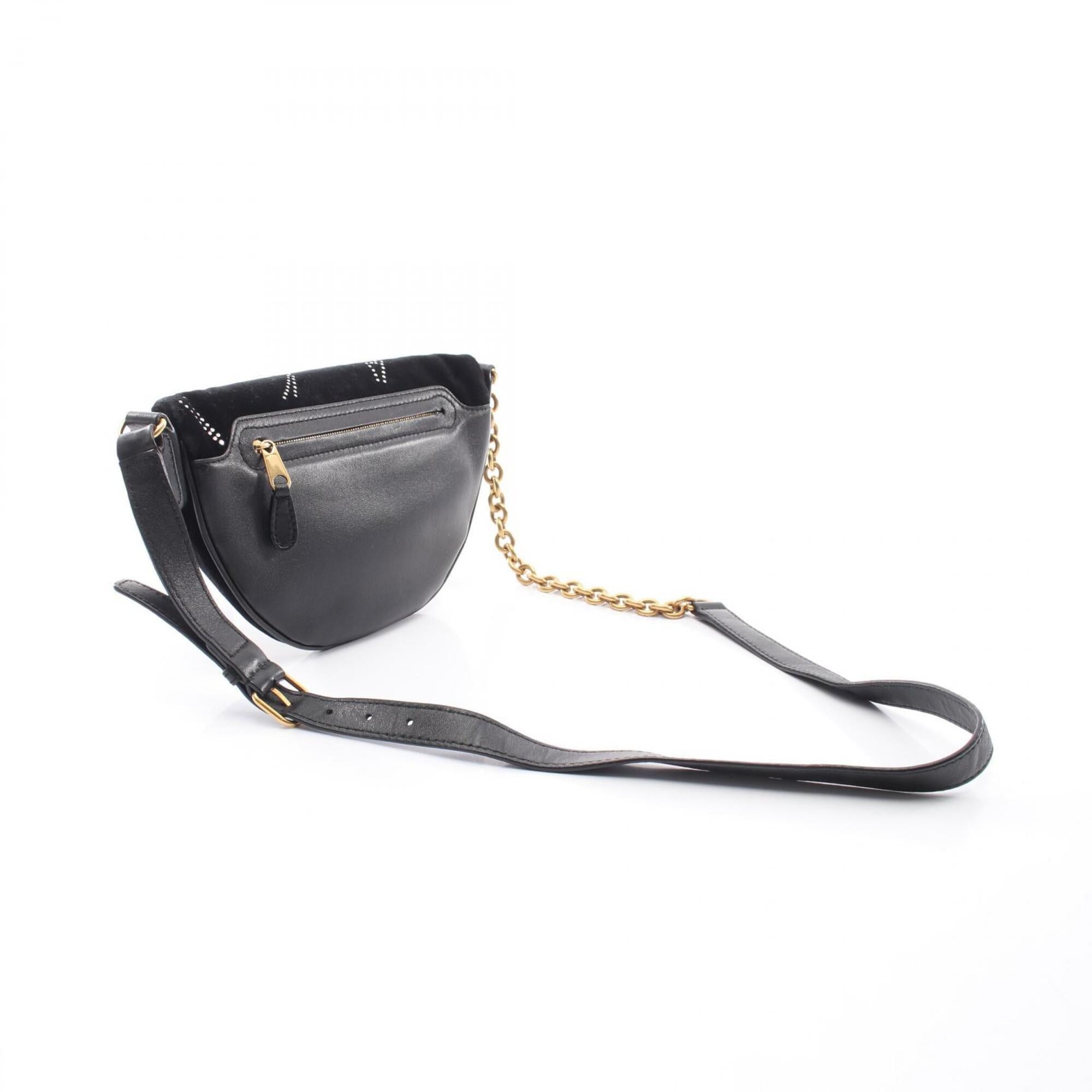 Balenciaga Black Leather Fabric Fanny Pack Handbag (Pre-Owned)