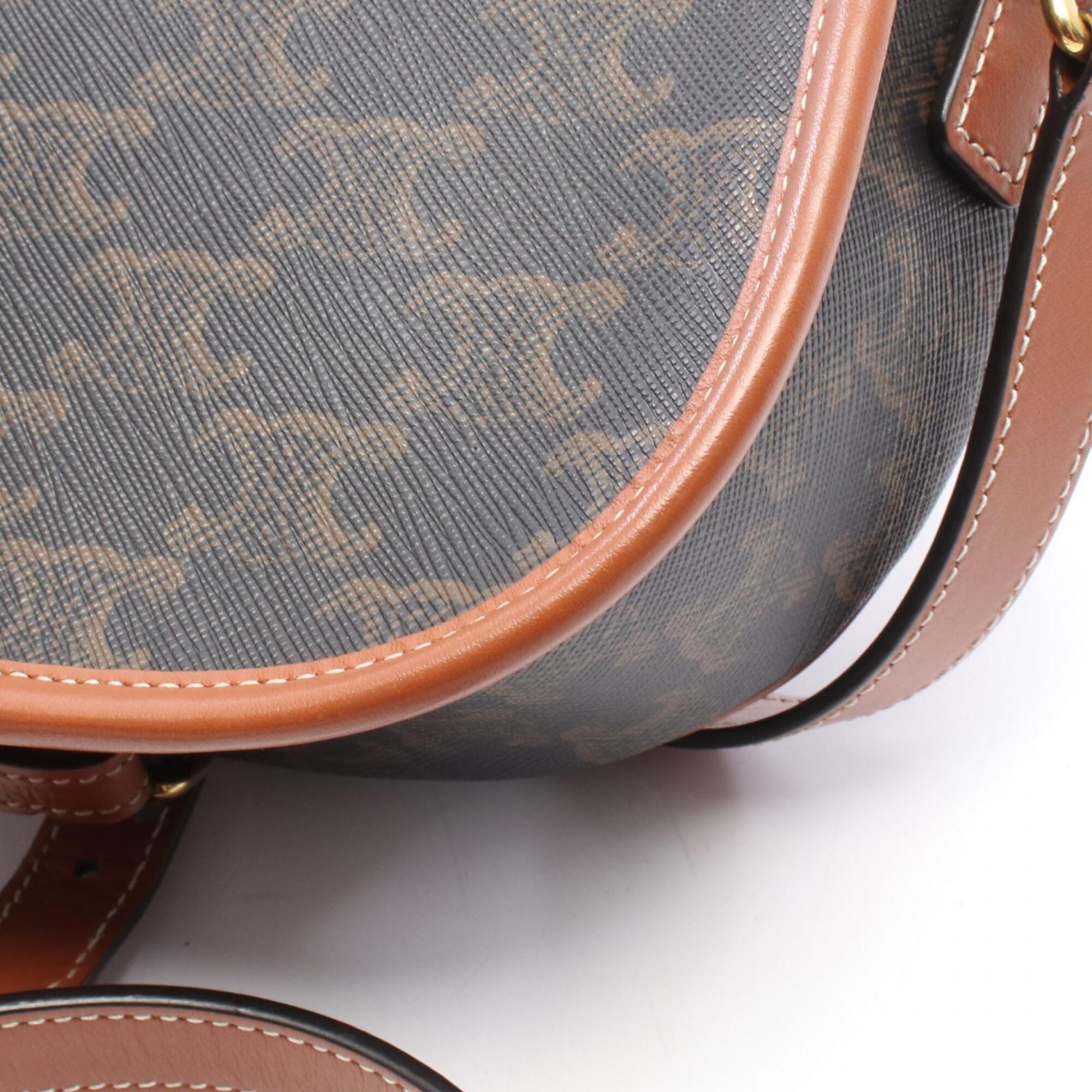 Celine Black Brown Coated Canvas Pvc Leather Handbag Shoulder Bag (Pre-Owned)