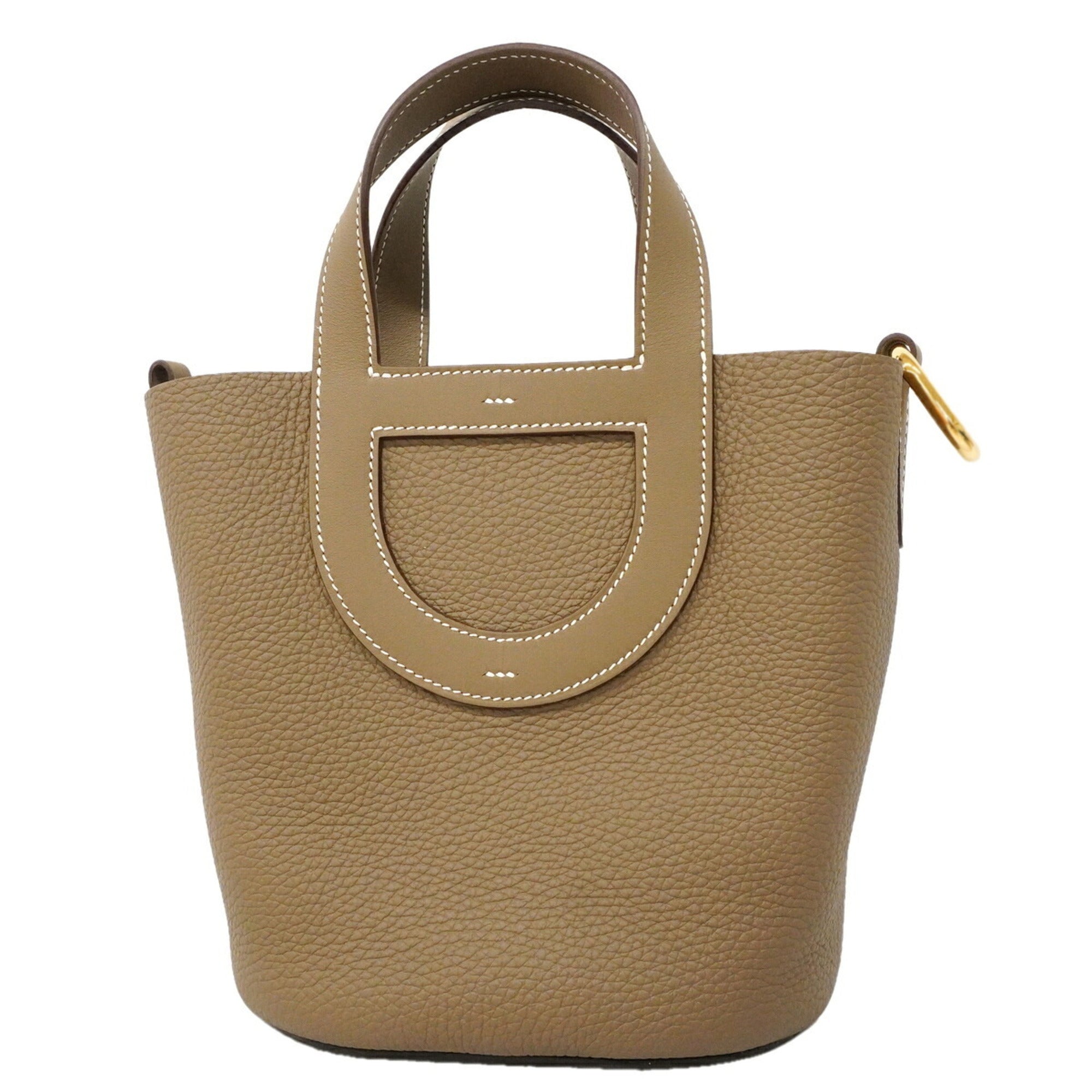 Hermes Etoupe Gray Taurillon Clemence Leather Swift Leather Handbag (Pre-Owned)