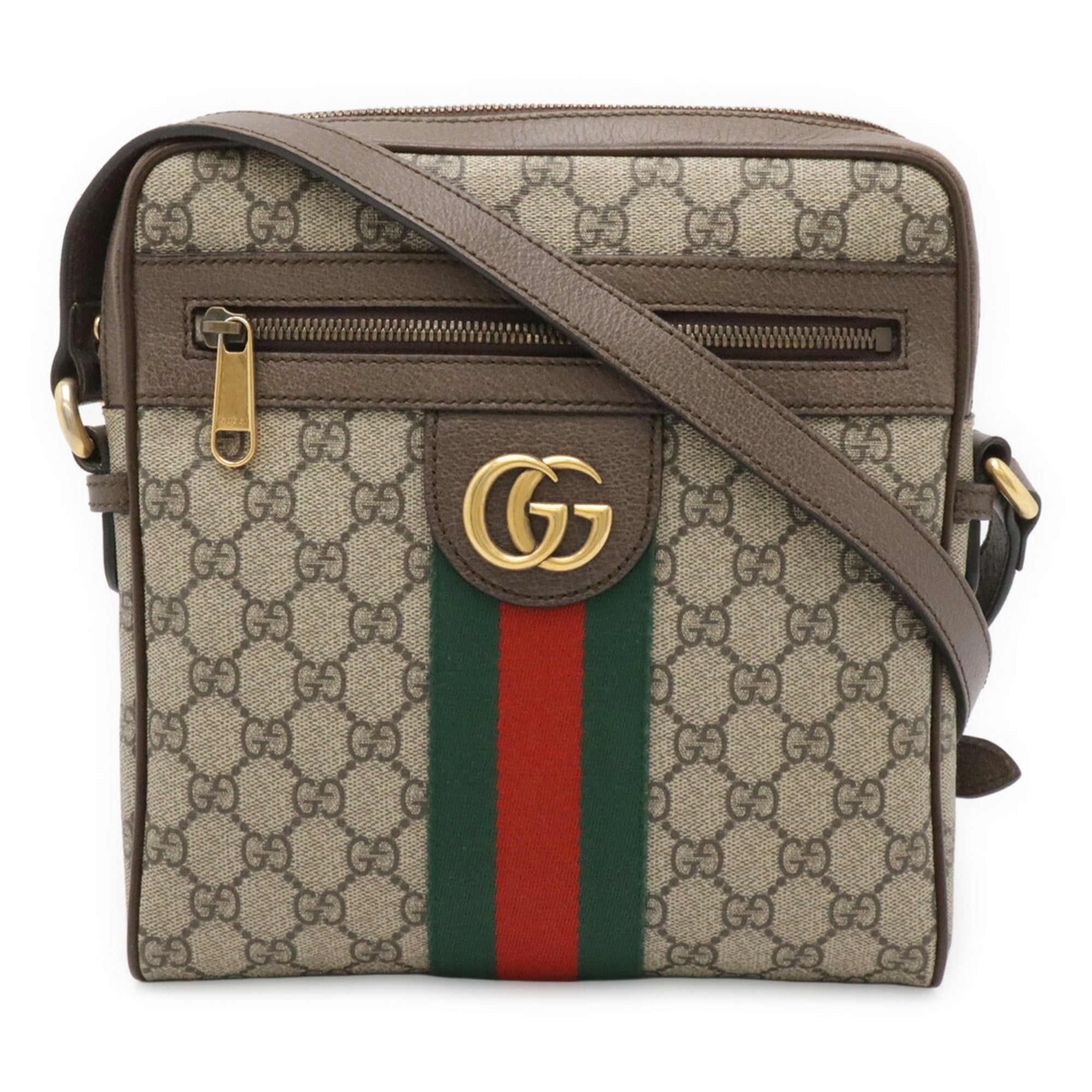 Gucci Sherry Line Beige Green Red Color Gg Supreme Leather Handbag (Pre-Owned)