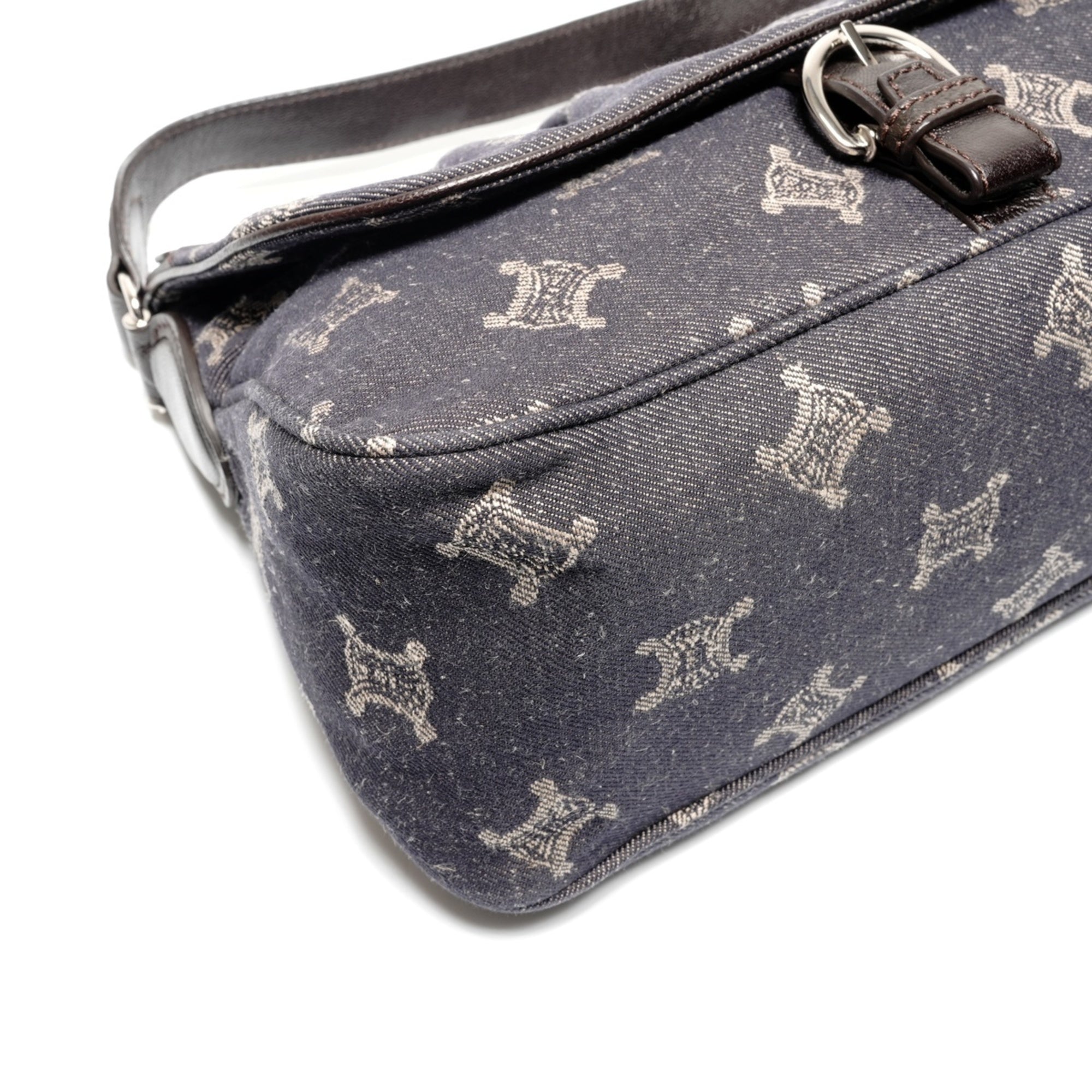 Celine Macadam Navy Denim Shoulder Bag (Pre-Owned)