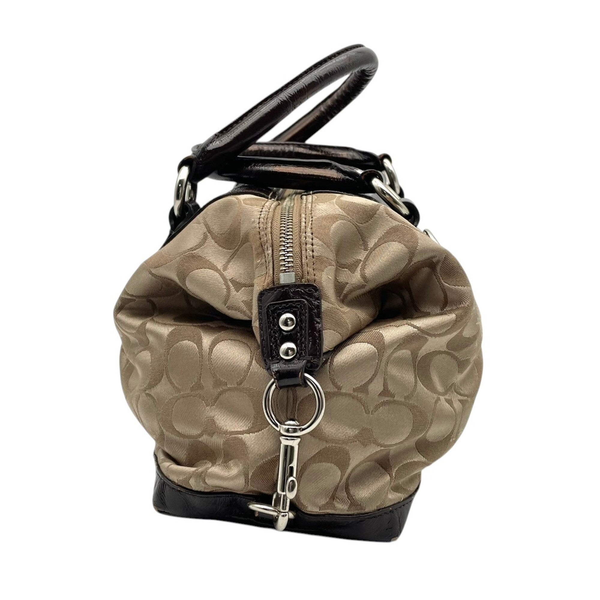 Coach Beige Brown Canvas Leather Handbag Shoulder Bag (Pre-Owned)