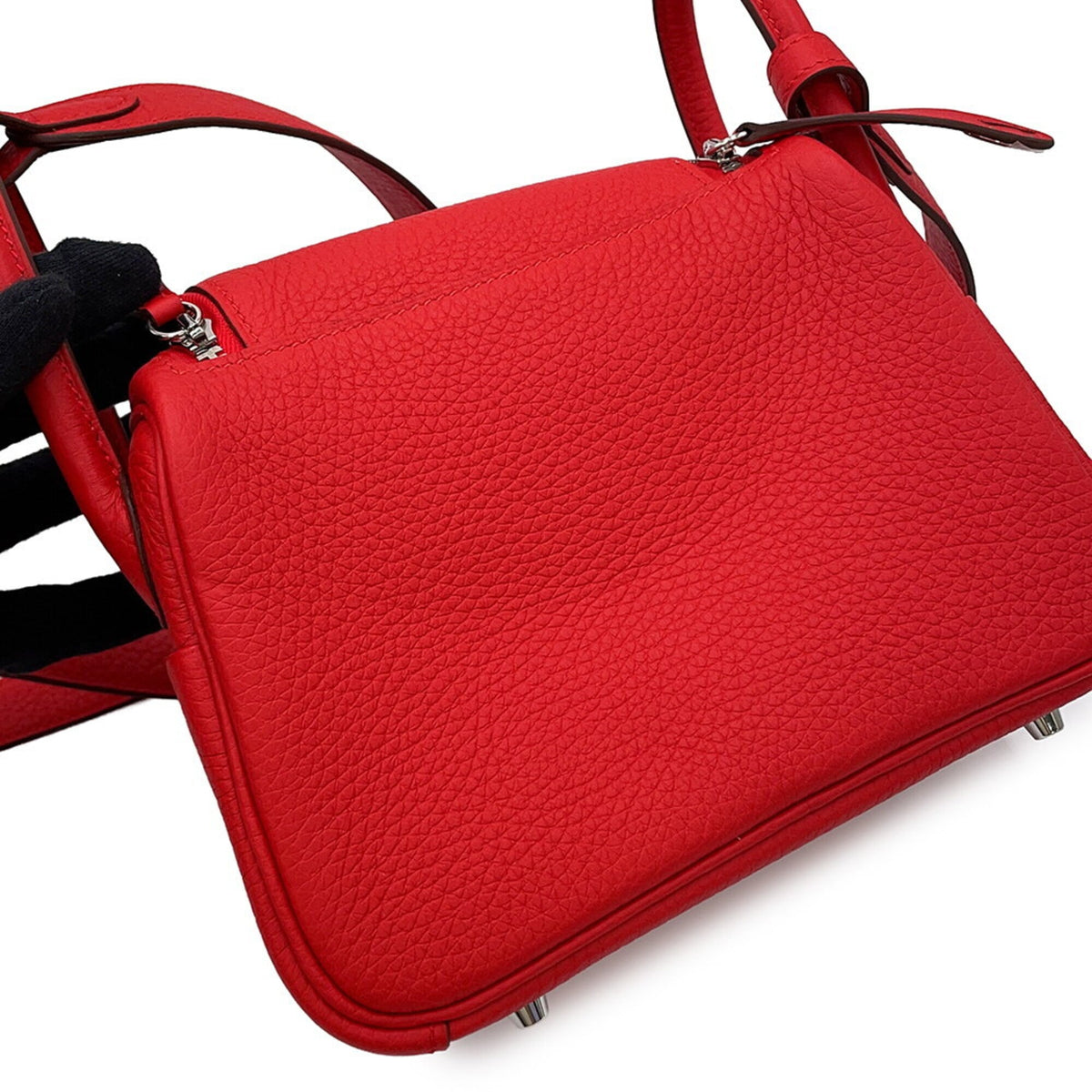 Hermes Red Color Taurillon Clemence Leather Handbag Shoulder Bag (Pre-Owned)