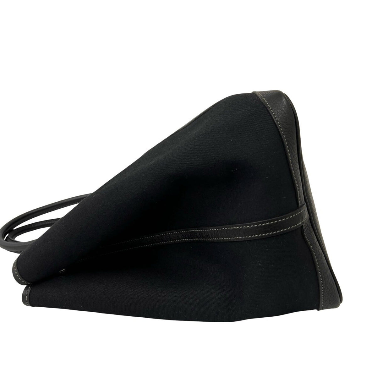 Hermes Black Toile Officier Negonda Leather Handbag Tote Bag (Pre-Owned)