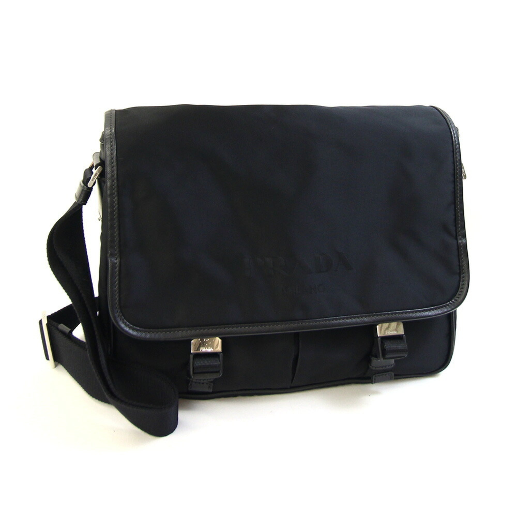 Prada Black White Nylon Shoulder Bag (Pre-Owned)