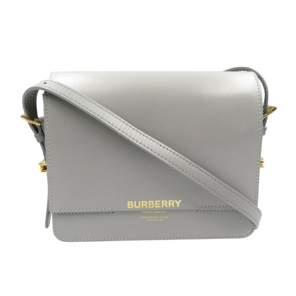 Burberry Gray Leather Shoulder Bag (Pre-Owned)