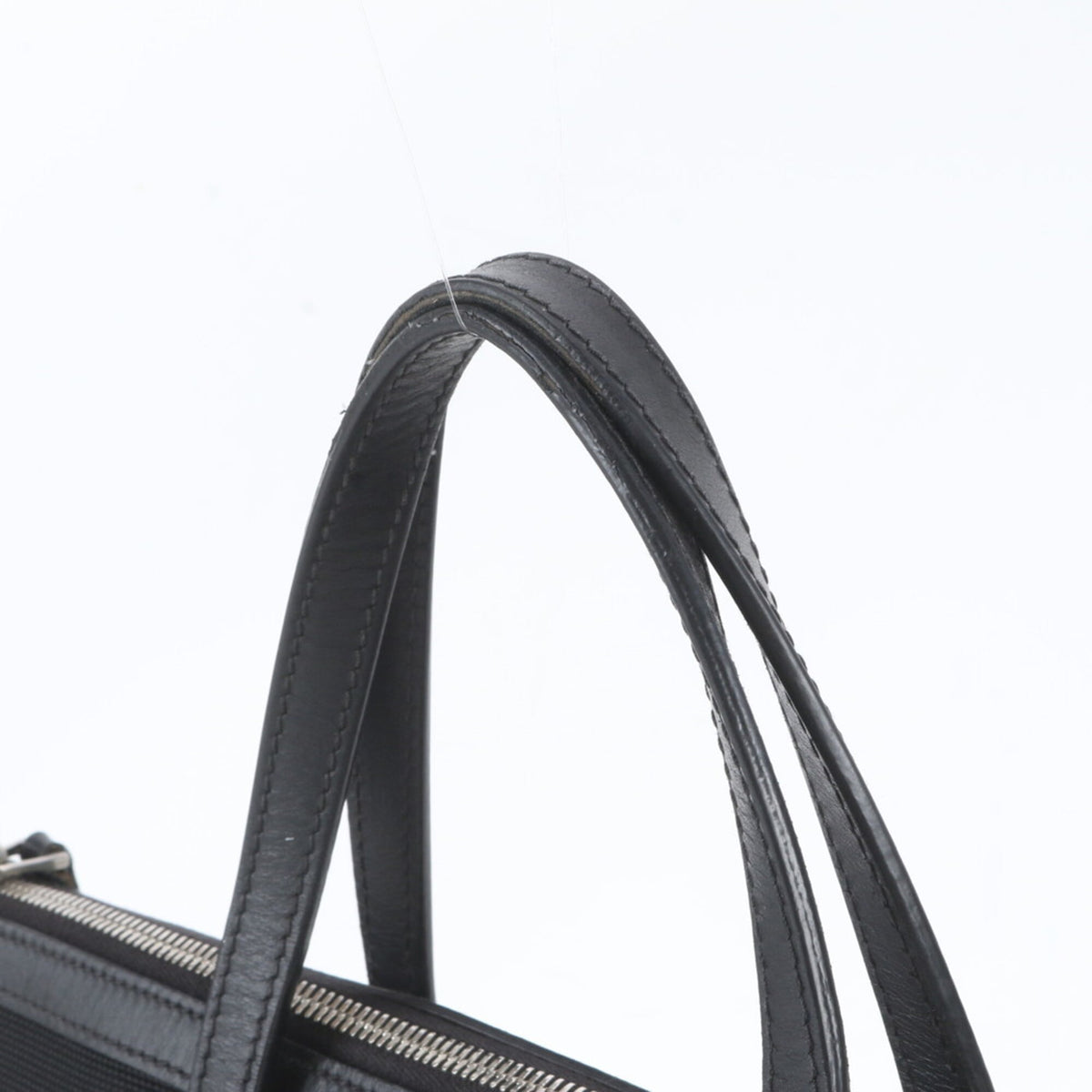 Gucci Black Leather Canvas Shoulder Bag Tote Bag (Pre-Owned)