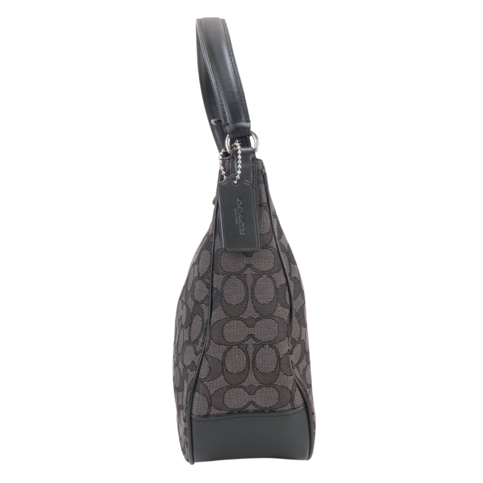 Coach Black Gray Canvas Leather Shoulder Bag (Pre-Owned)