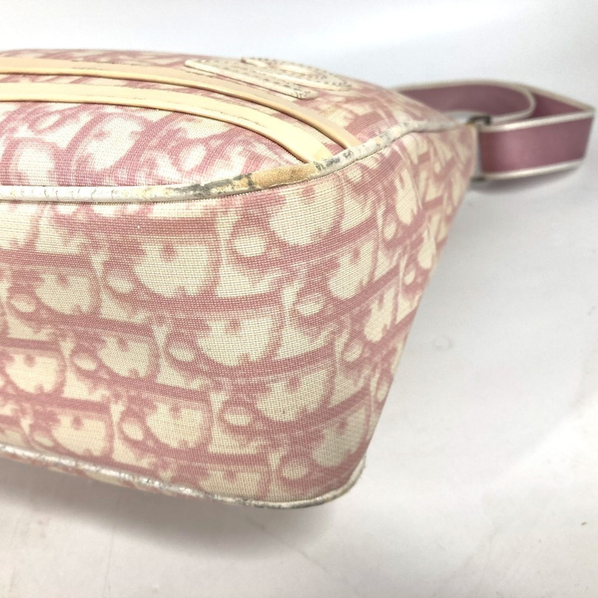 Christian Dior Trotter Pink White Pvc Leather Shoulder Bag (Pre-Owned)