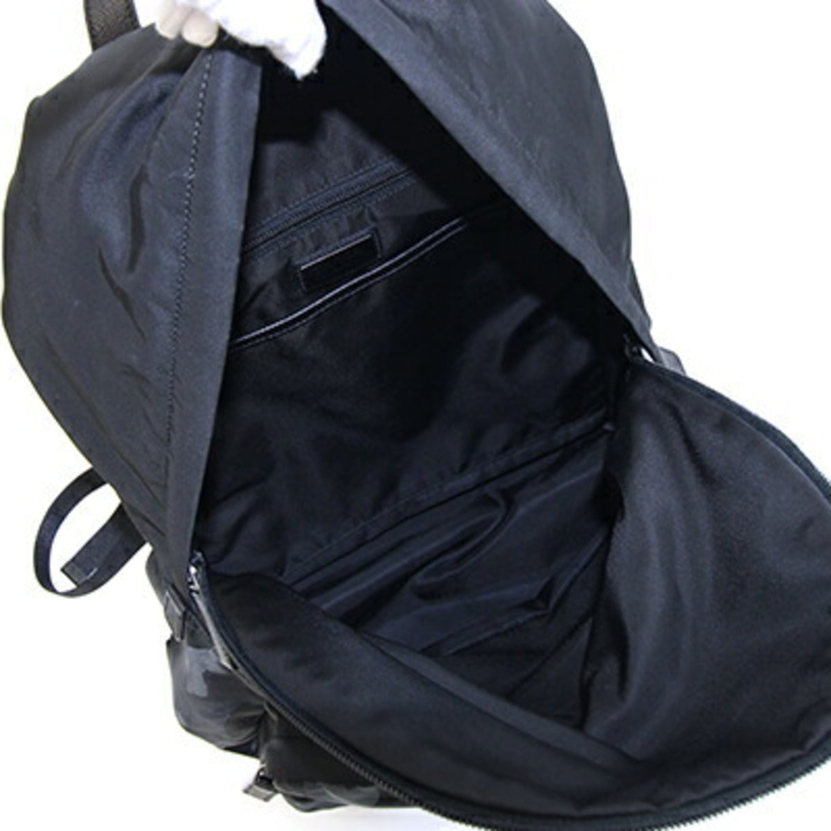Prada Black Gray Navy Nylon Leather Backpack (Pre-Owned)