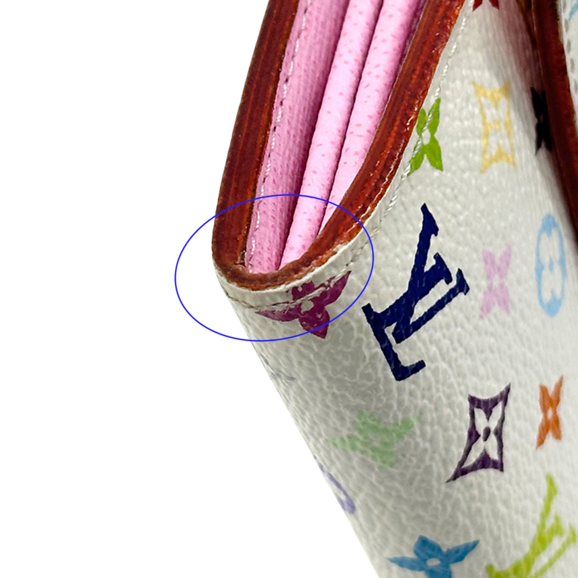 Louis Vuitton Litchi Pink White Monogram Multicolore Long Wallet (Bi-Fold) (Pre-Owned)
