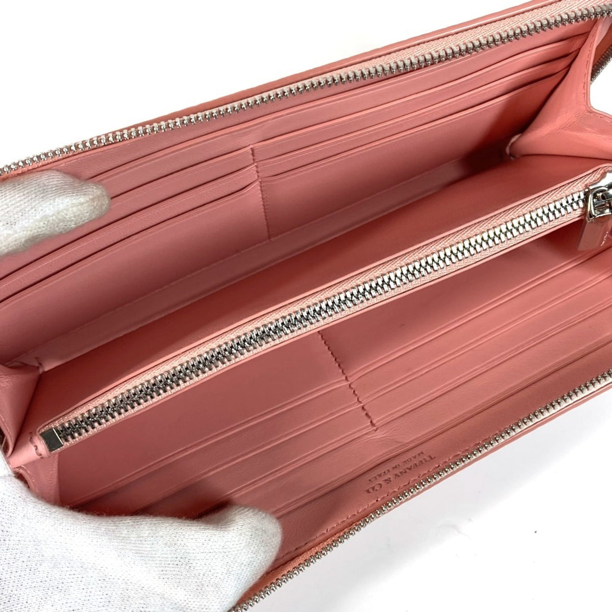 Tiffany Pink Leather Long Wallet (Bi-Fold) (Pre-Owned)