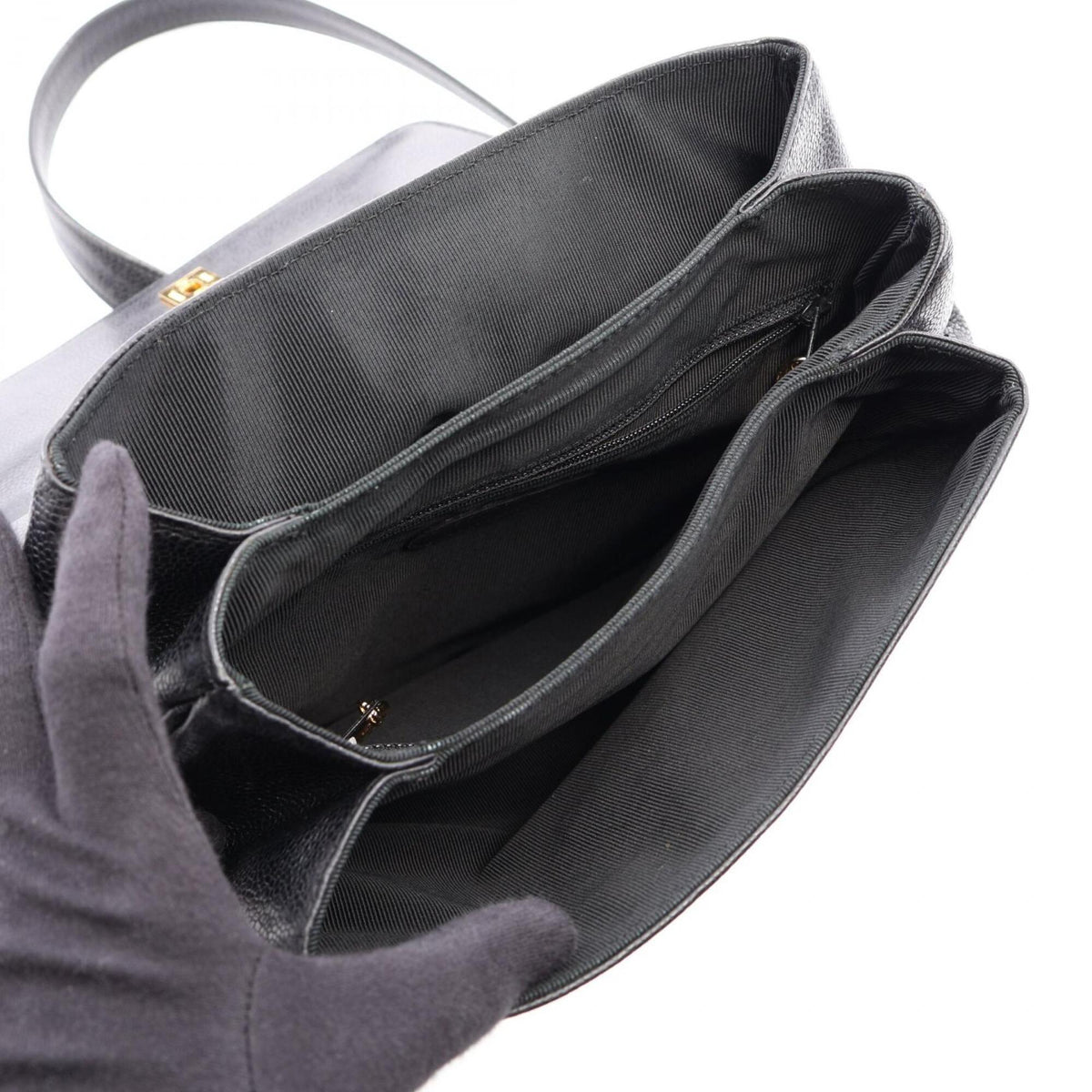 Chanel Black Grained Calfskin Backpack Handbag (Pre-Owned)