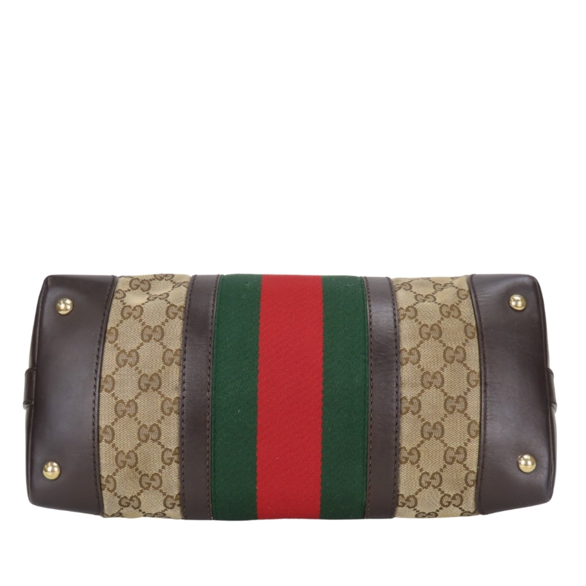 Gucci Beige Dark Brown Gg Canvas Handbag (Pre-Owned)