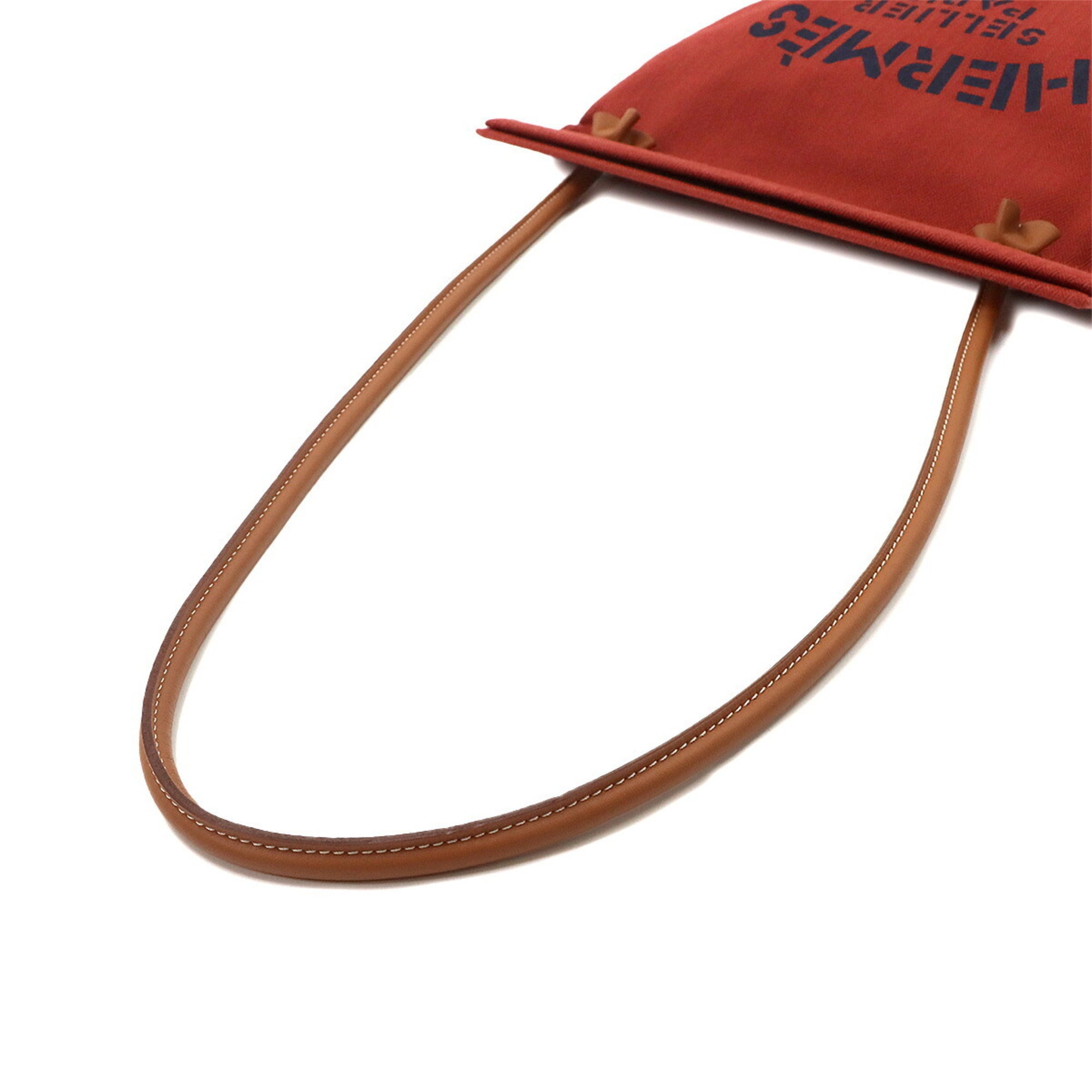Hermes Brown Rouge H Toile Chevron Swift Leather Handbag Shoulder Bag (Pre-Owned)