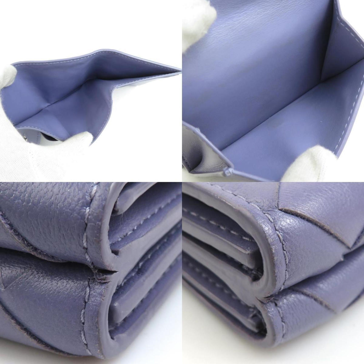 Bottega Veneta Purple Leather Wallet (Tri-Fold) (Pre-Owned)