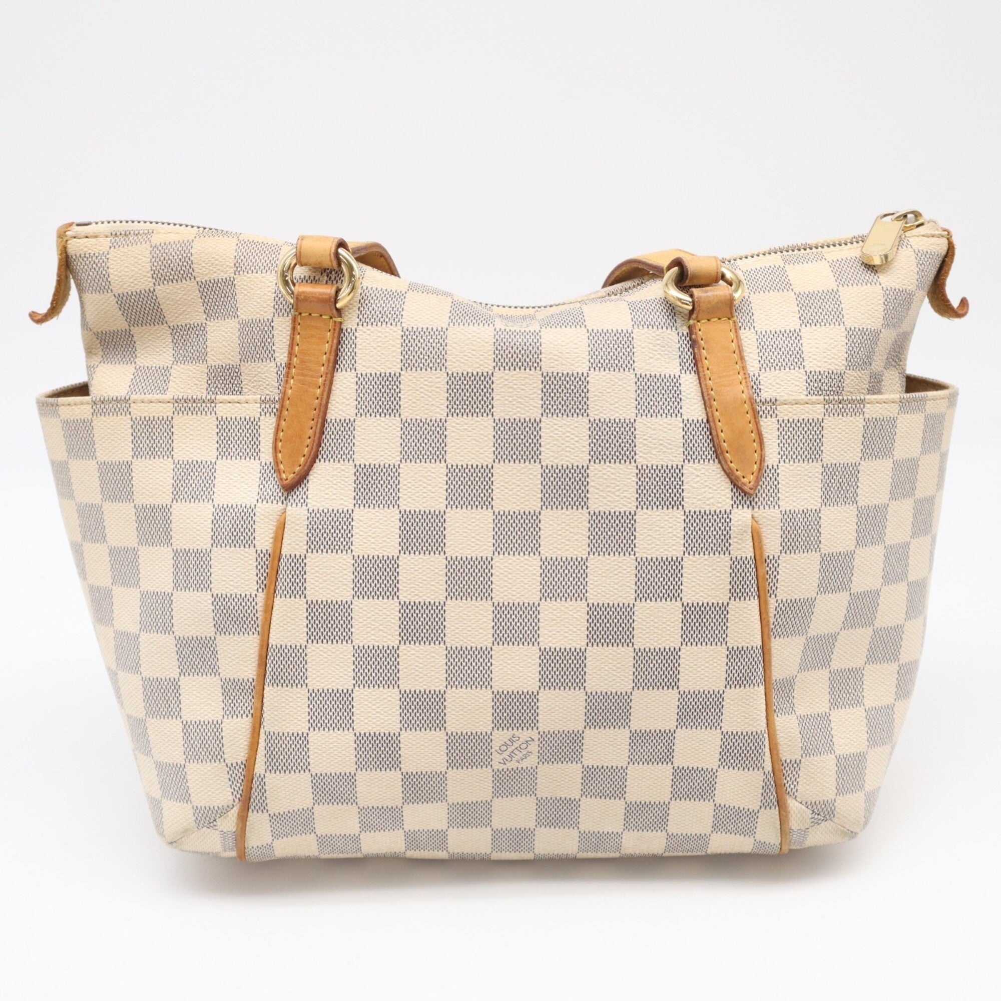 Louis Vuitton Azur Beige Brown Leather Coated Canvas Handbag (Pre-Owned)