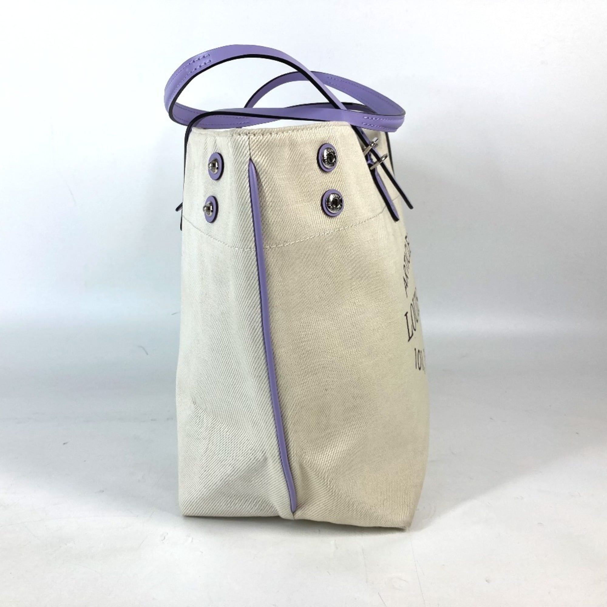 Louis Vuitton Beige Lilac Purple Leather Canvas Shoulder Bag (Pre-Owned)
