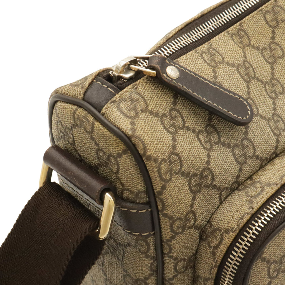 Gucci Beige Brown Dark Brown Khaki Gg Supreme Shoulder Bag (Pre-Owned)