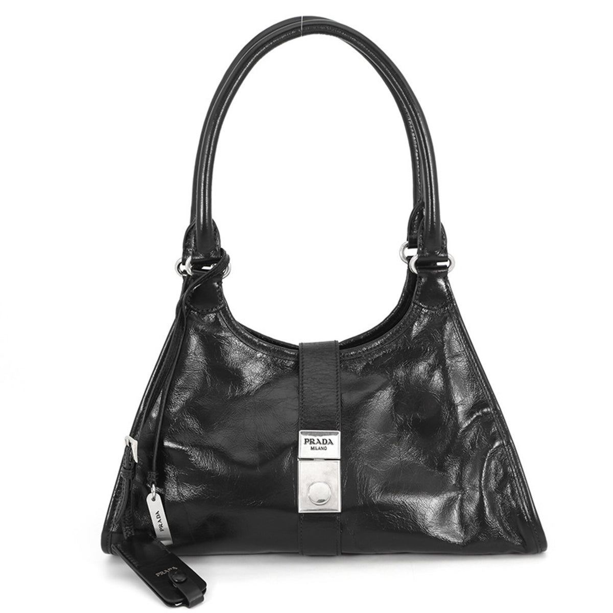 Prada Black Leather Handbag Shoulder Bag (Pre-Owned)