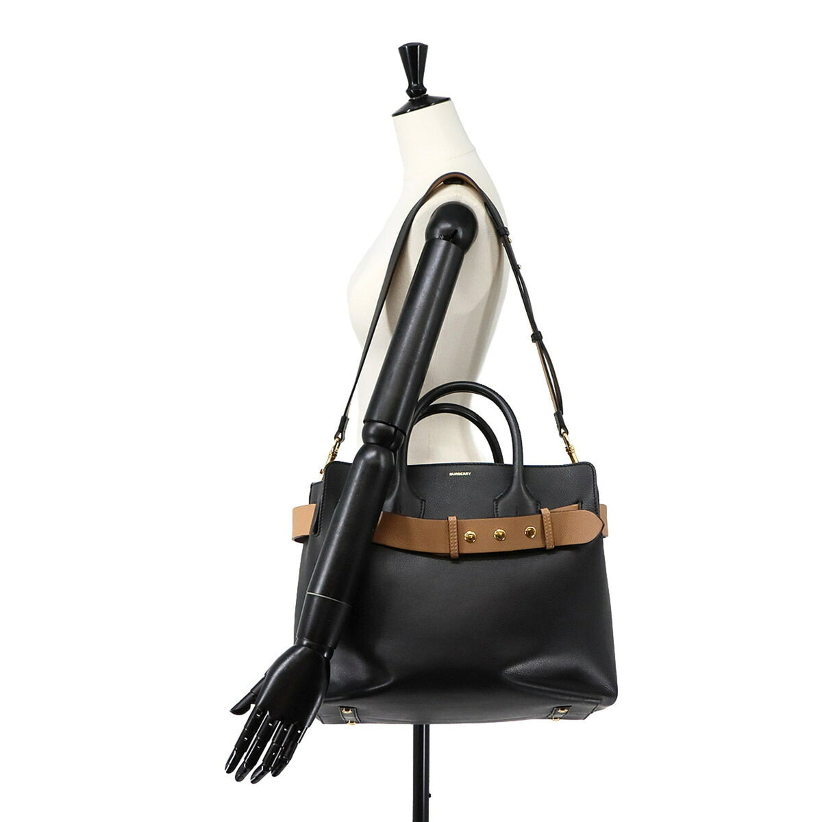 Burberry Beige Black Leather Handbag (Pre-Owned)