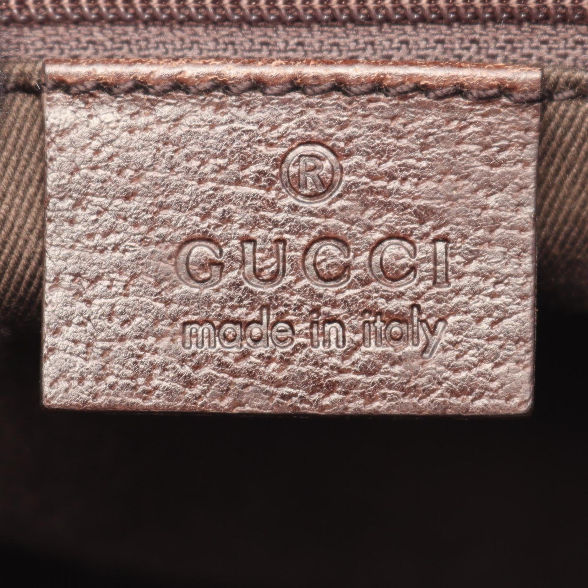 Gucci Beige Brown Canvas Leather Handbag (Pre-Owned)