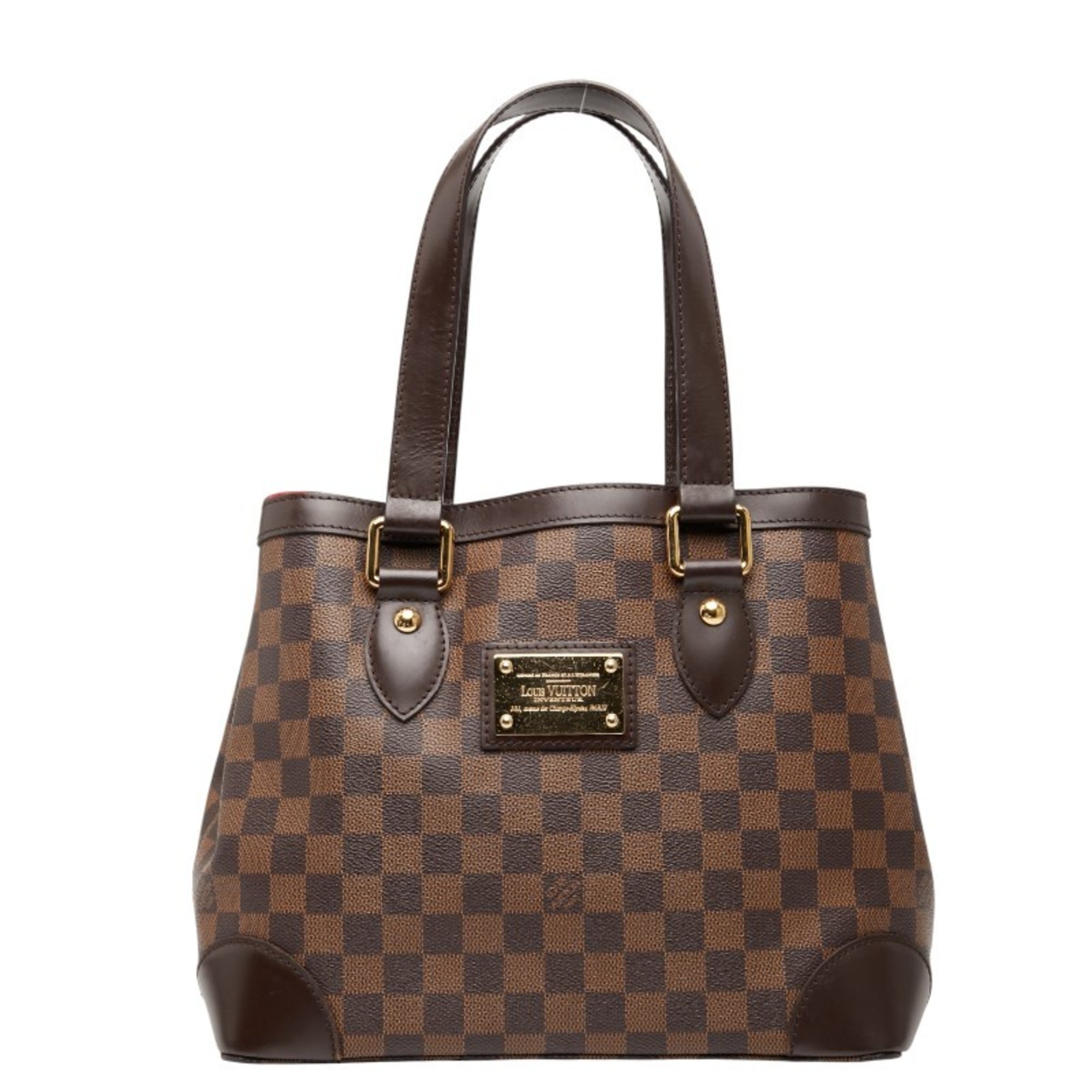 Louis Vuitton Damier Brown Damier Canvas Ebene Leather Handbag Tote Bag (Pre-Owned)