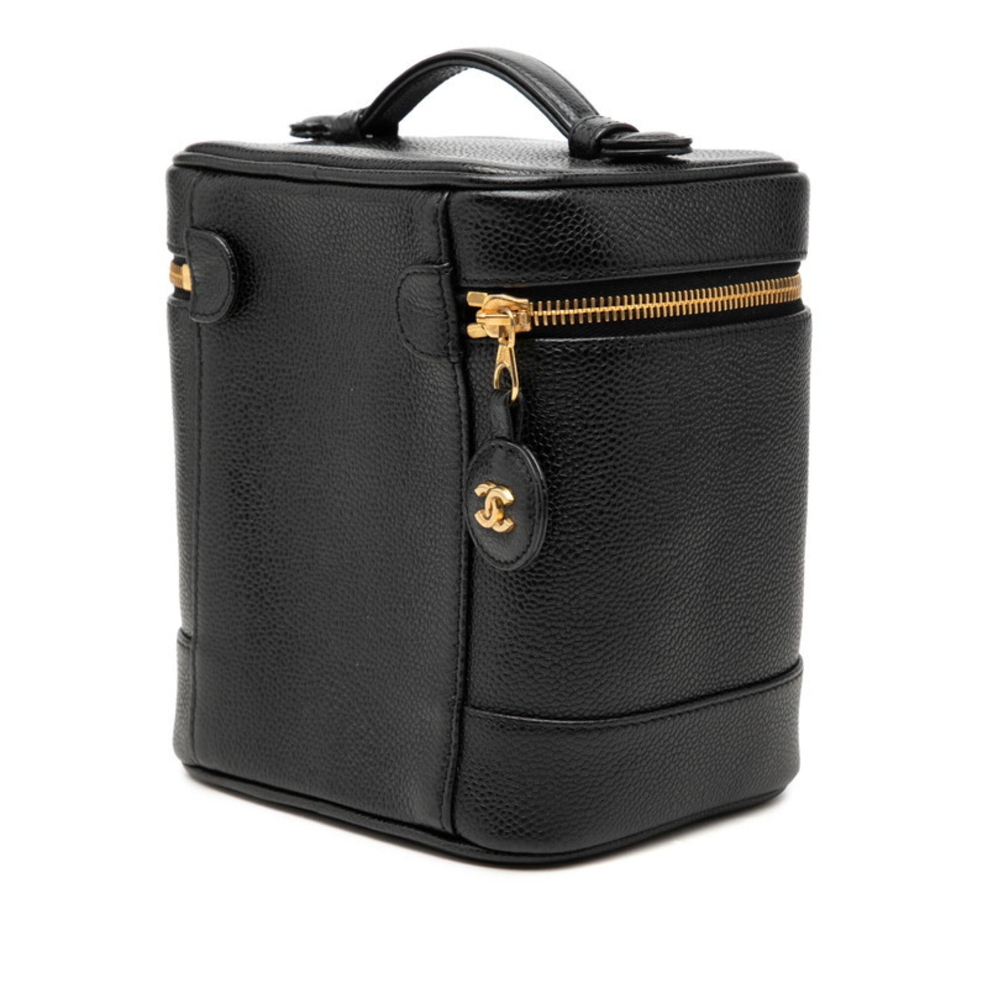 Chanel Black Grained Calfskin Handbag Vanity Bag (Pre-Owned)