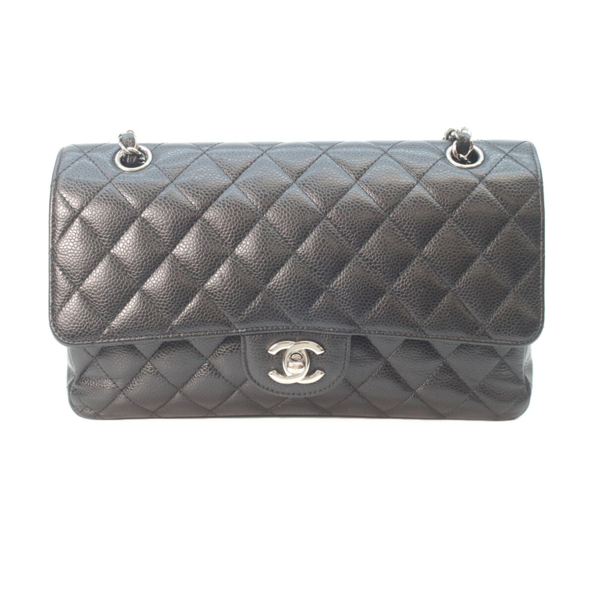 Chanel Matelasse Black Grained Calfskin Shoulder Bag (Pre-Owned)