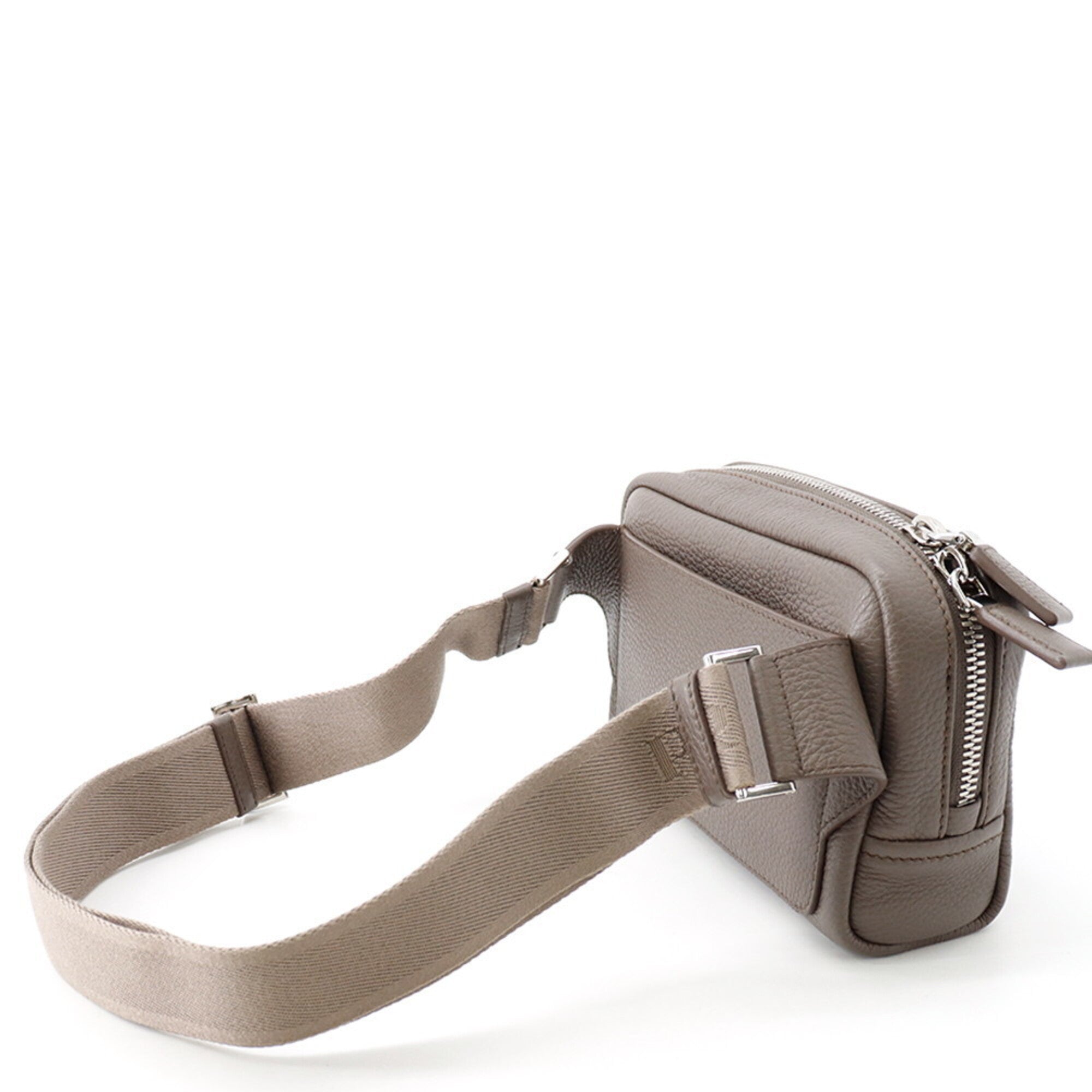 Prada Grayish Leather Shoulder Bag Sling Bag (Pre-Owned)