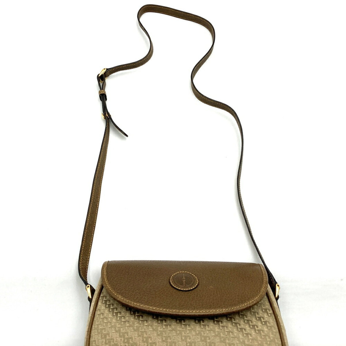 Gucci Brown Canvas Leather Shoulder Bag (Pre-Owned)