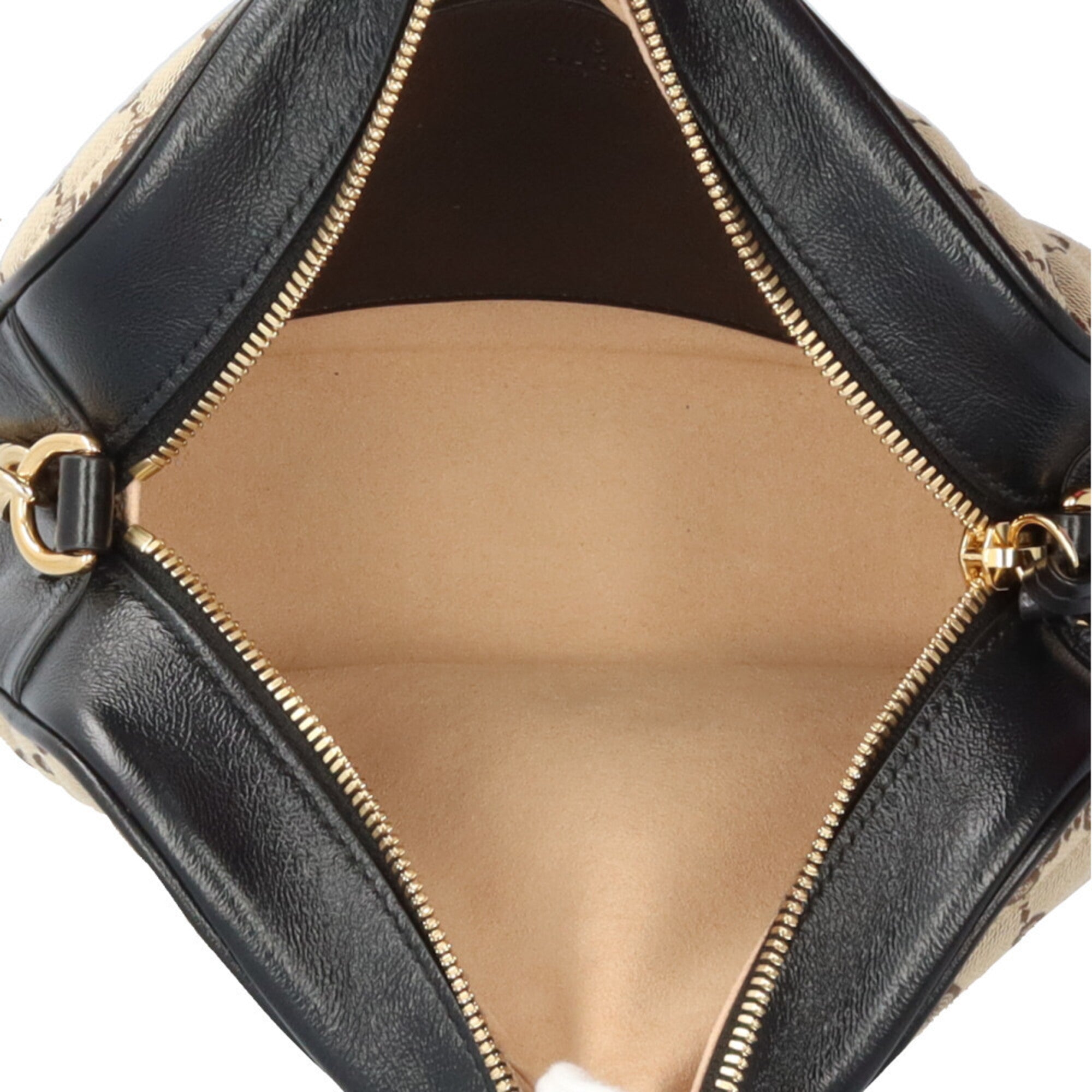 Gucci Beige Black Gg Canvas Shoulder Bag (Pre-Owned)