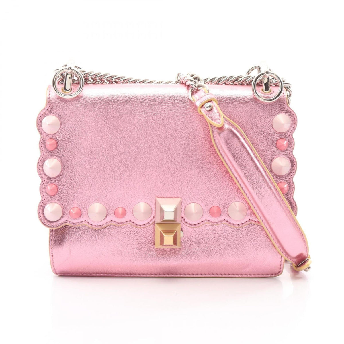 Fendi Pink Leather Handbag Shoulder Bag (Pre-Owned)