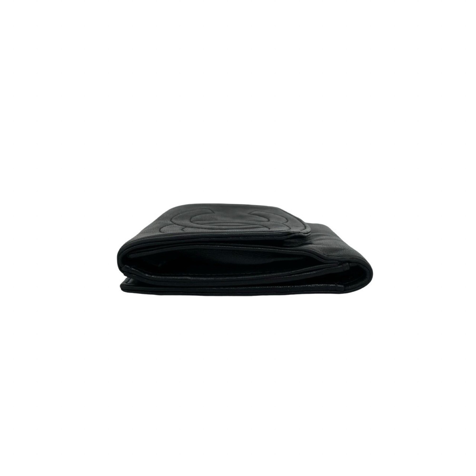 Chanel Black Leather Wallet (Bi-Fold) (Pre-Owned)