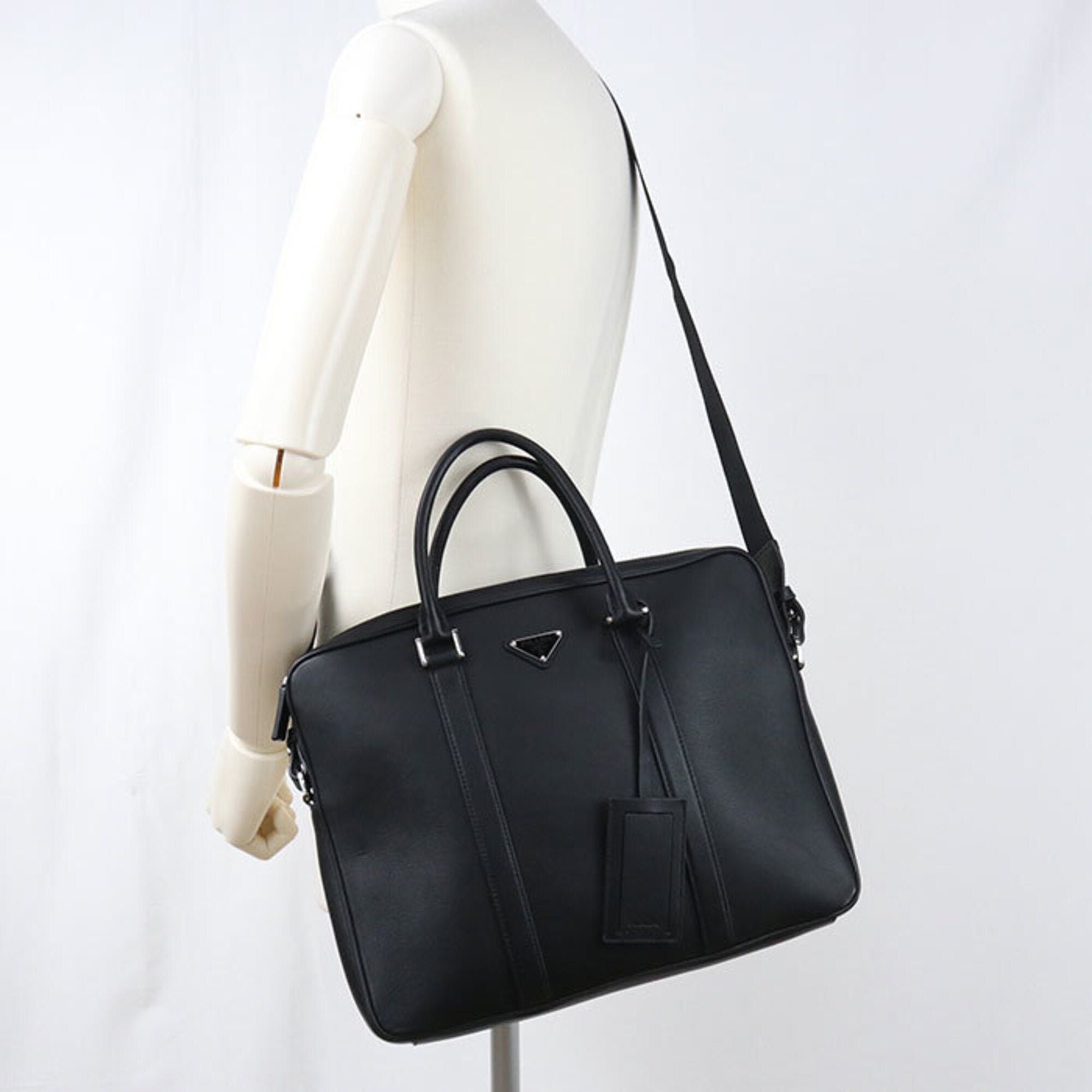 Prada Black Leather Briefcase (Pre-Owned)