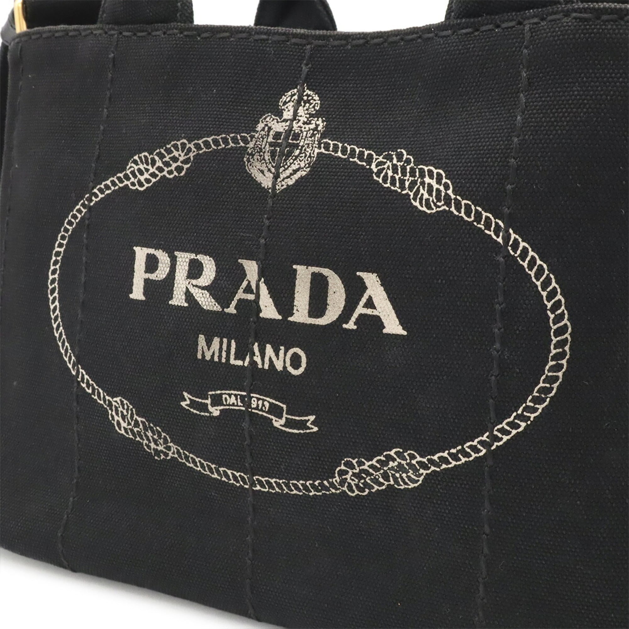 Prada Black Nero Canvas Handbag Shoulder Bag Tote Bag (Pre-Owned)