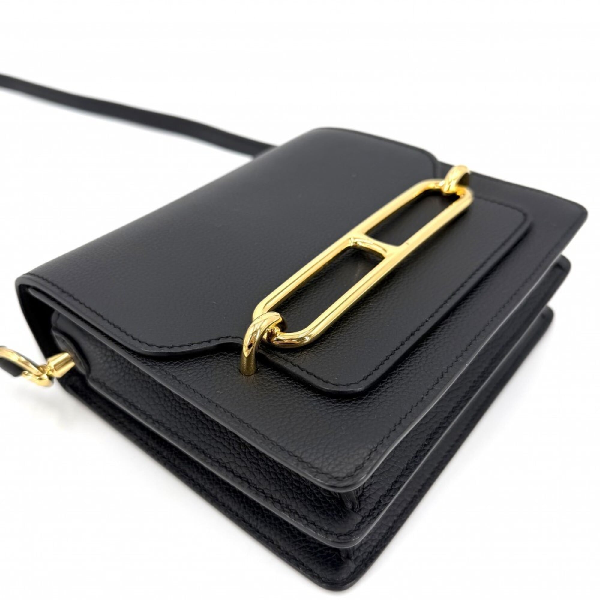 Hermes Black Leather Shoulder Bag (Pre-Owned)