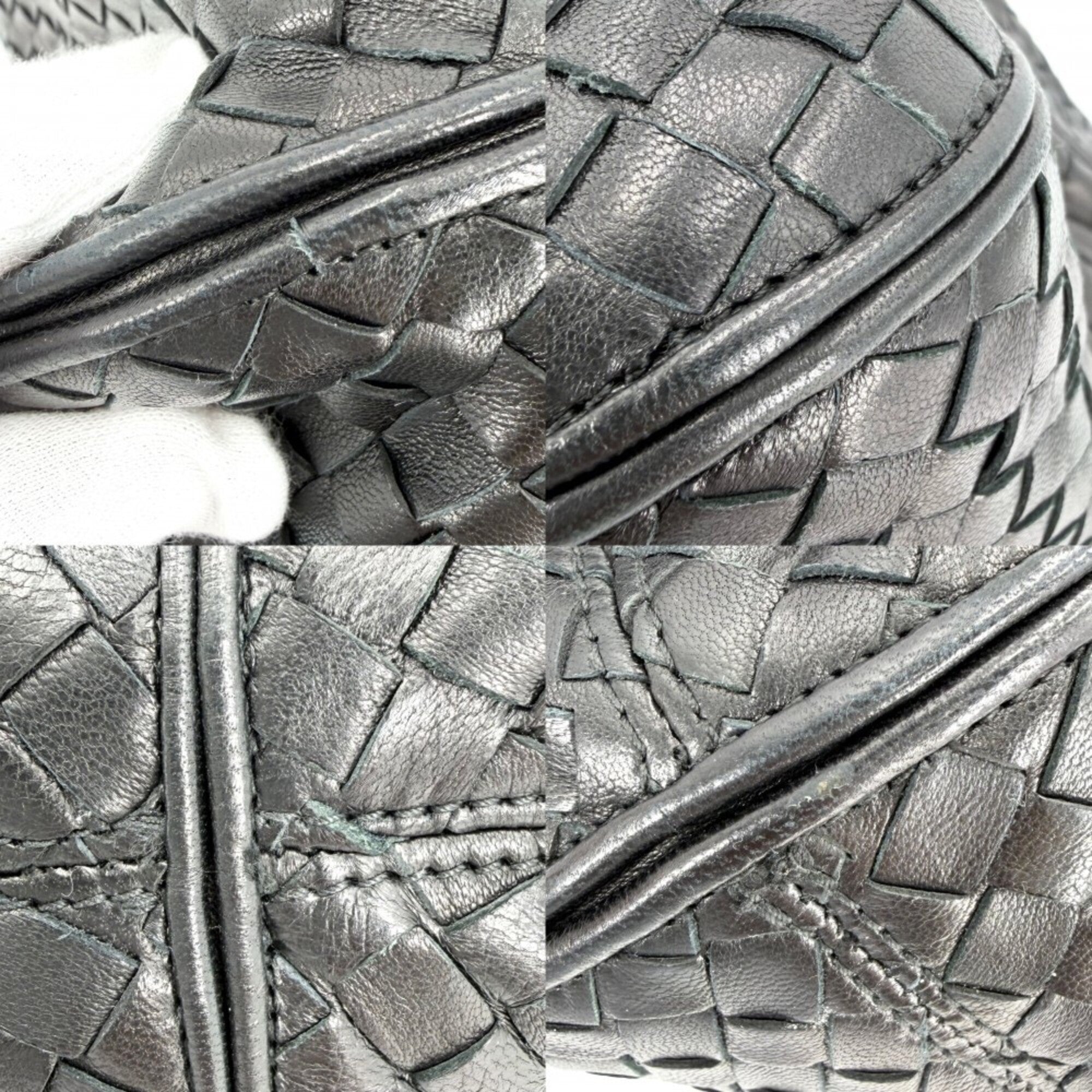 Bottega Veneta Intrecciato Black Leather Handbag (Pre-Owned)