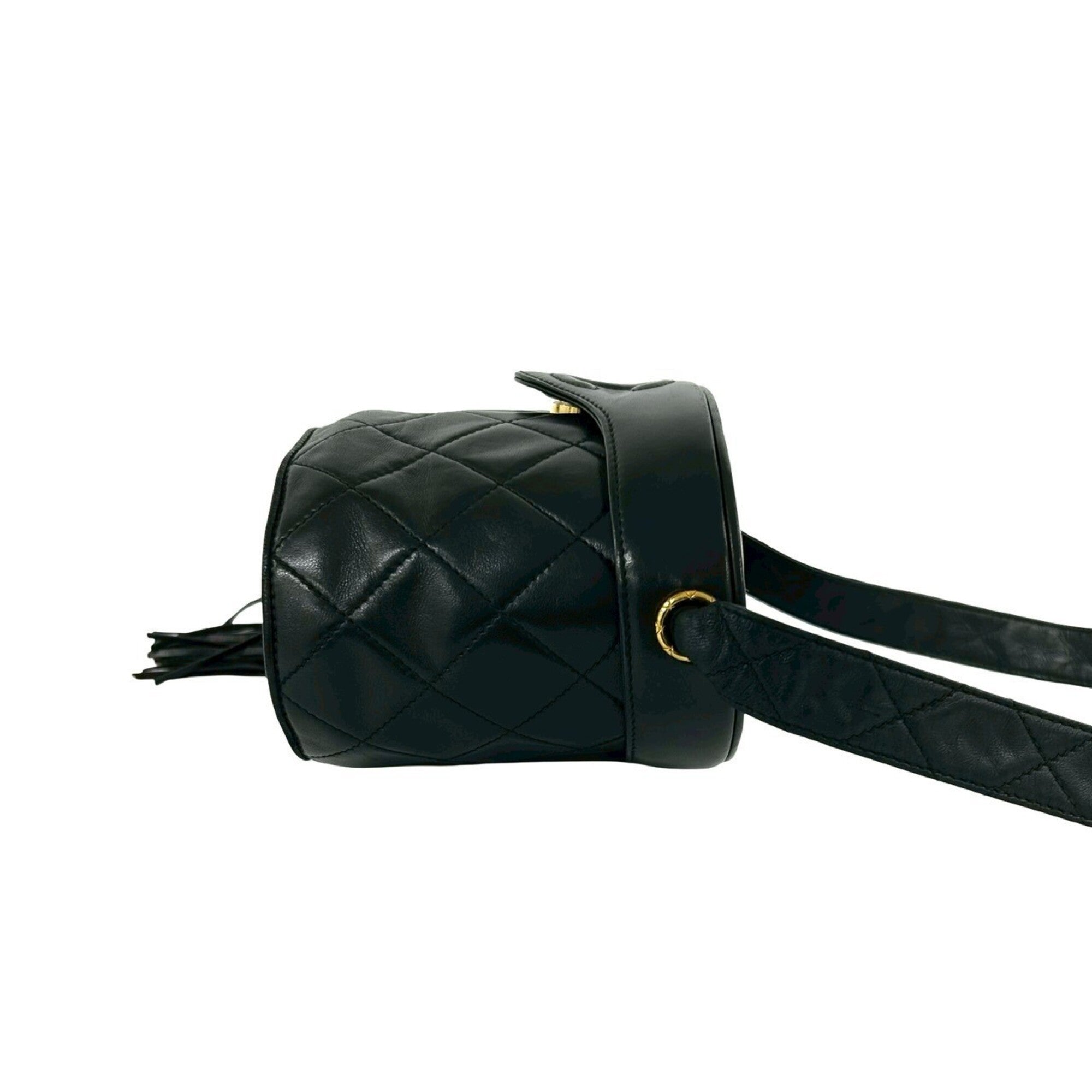 Chanel Black Leather Shoulder Bag Vanity Bag (Pre-Owned)
