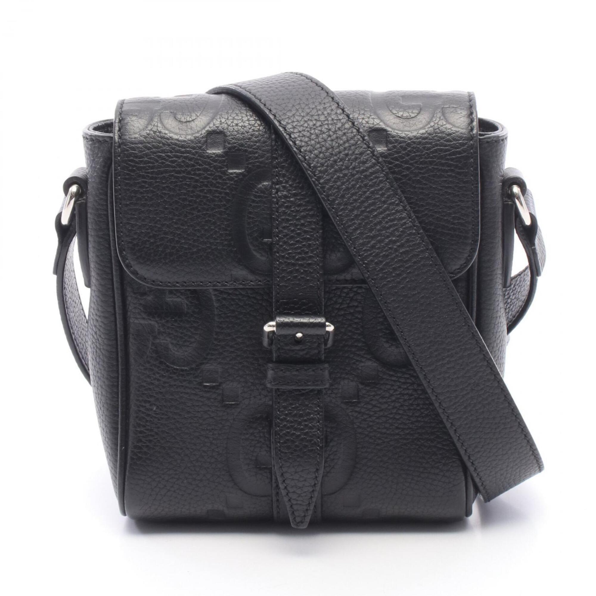 Gucci Black Leather Handbag Messenger Bag Shoulder Bag (Pre-Owned)