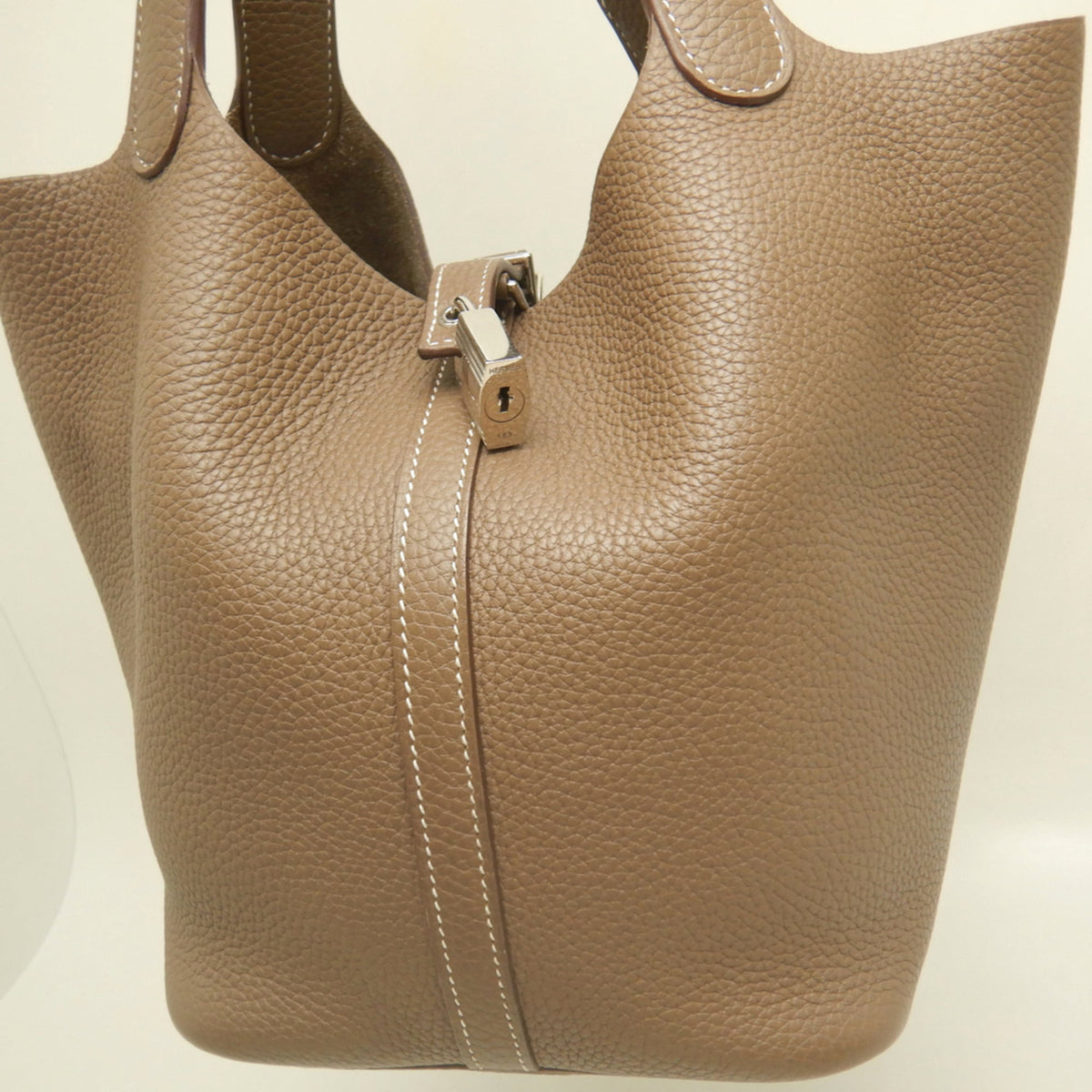 Hermes Picotin Etoupe Gray Taurillon Clemence Leather Handbag (Pre-Owned)