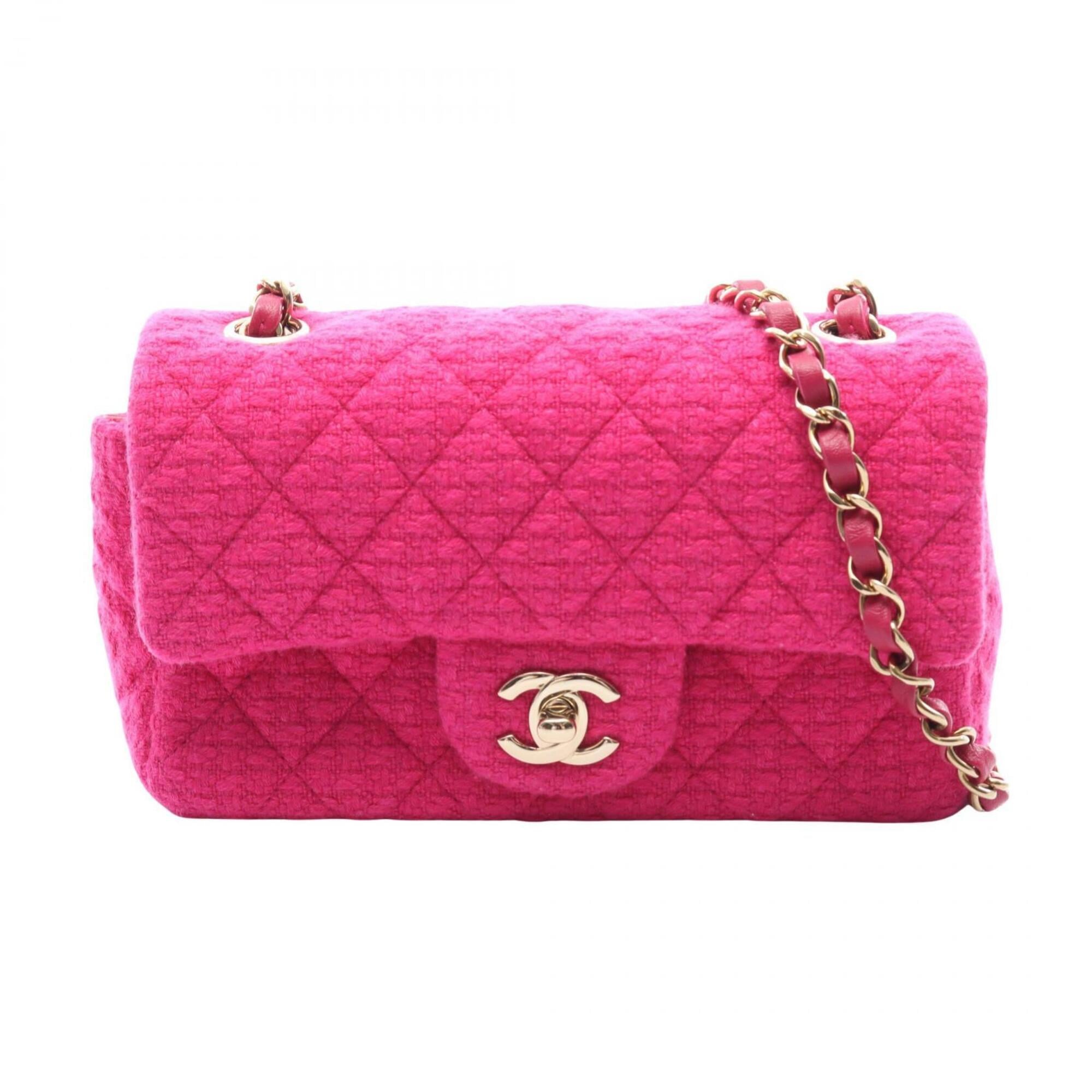 Chanel Pink Fabric Leather Handbag Shoulder Bag (Pre-Owned)