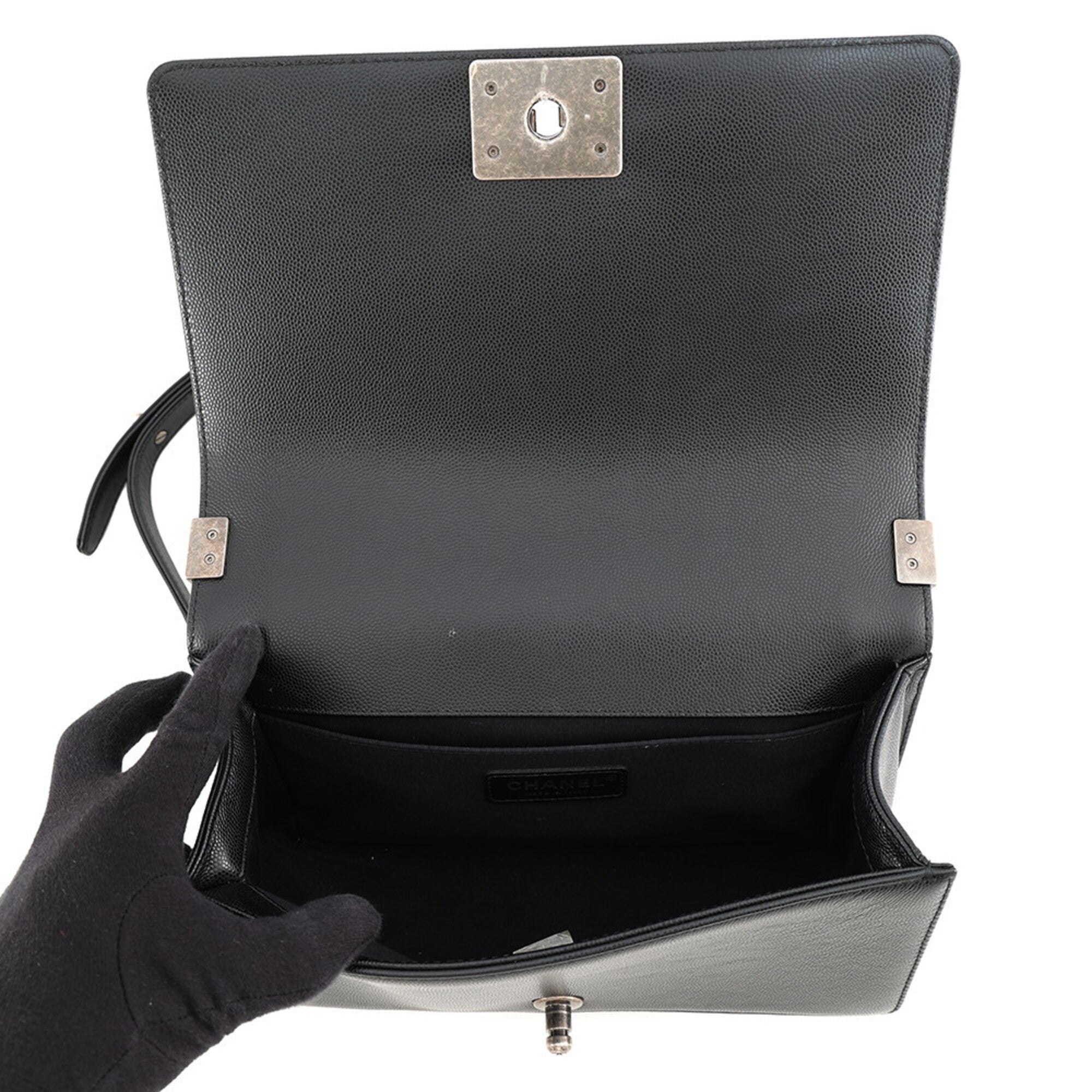 Chanel Matelasse Black Grained Calfskin Handbag Shoulder Bag (Pre-Owned)