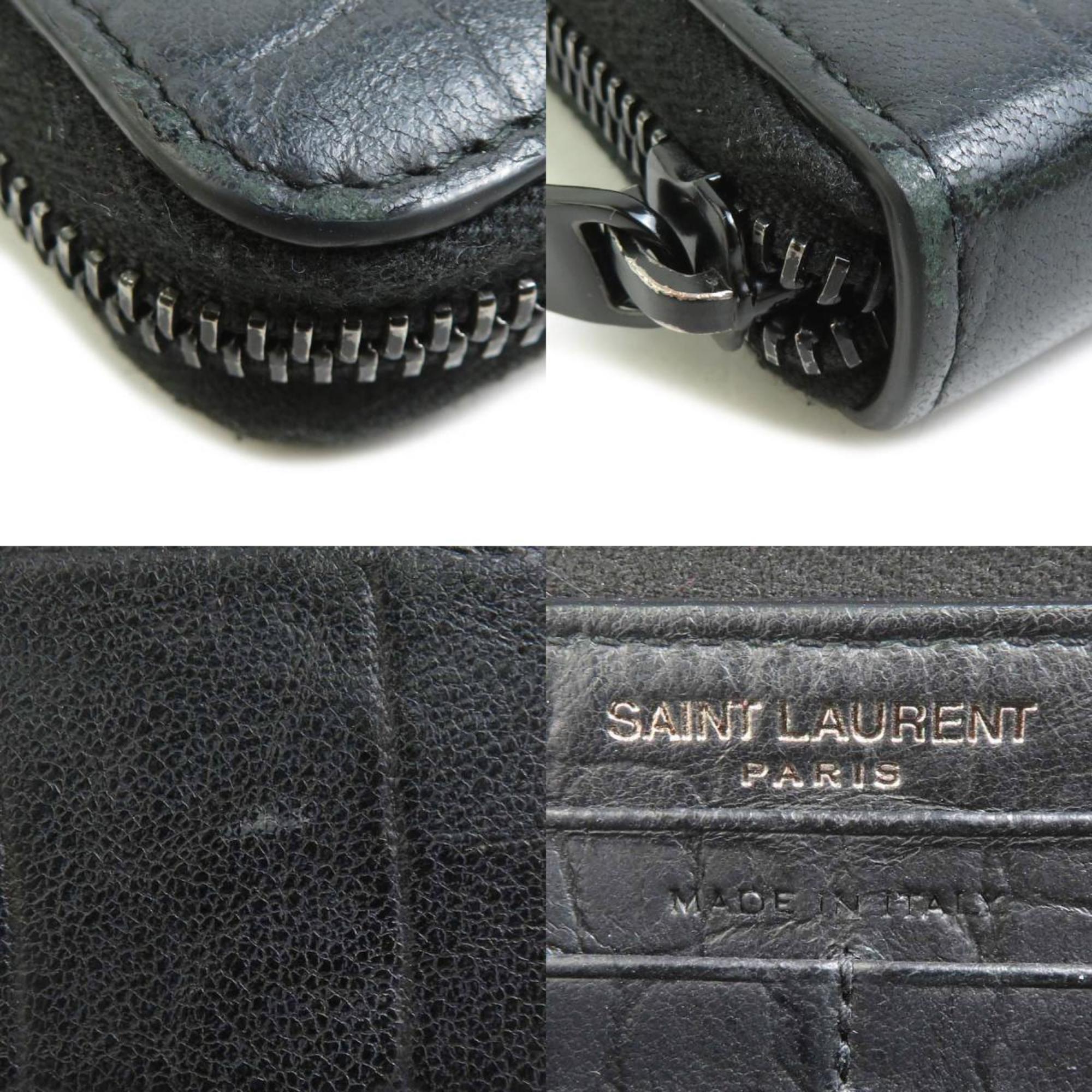 Saint Laurent Black Leather Long Wallet (Bi-Fold) (Pre-Owned)
